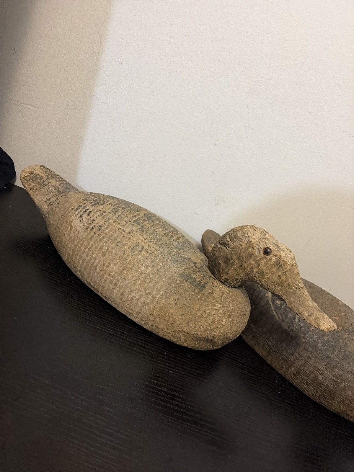 Antique Hand-Carved Wooden Mallard Duck Decoy Set Of 2