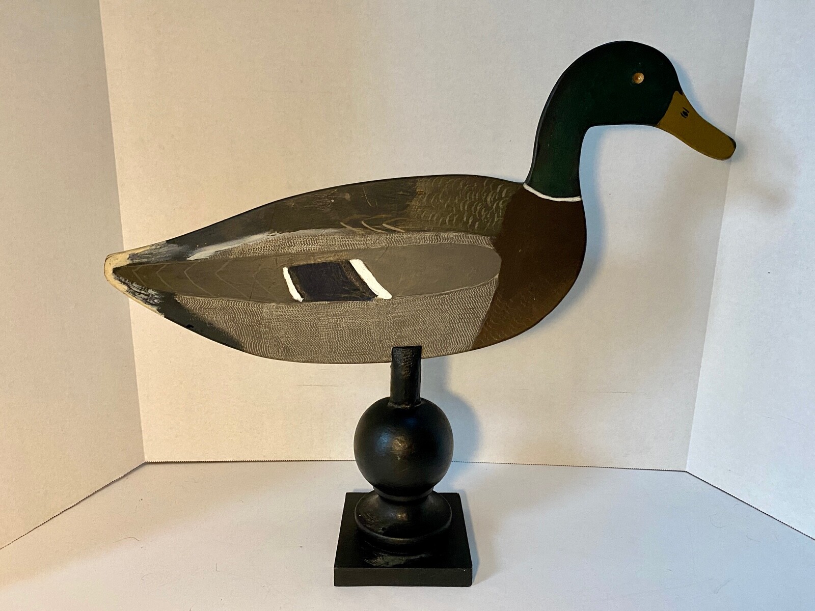 Vintage Folk Art Wood Decorative Mallard Duck Decoy, Hand Painted, Unsigned