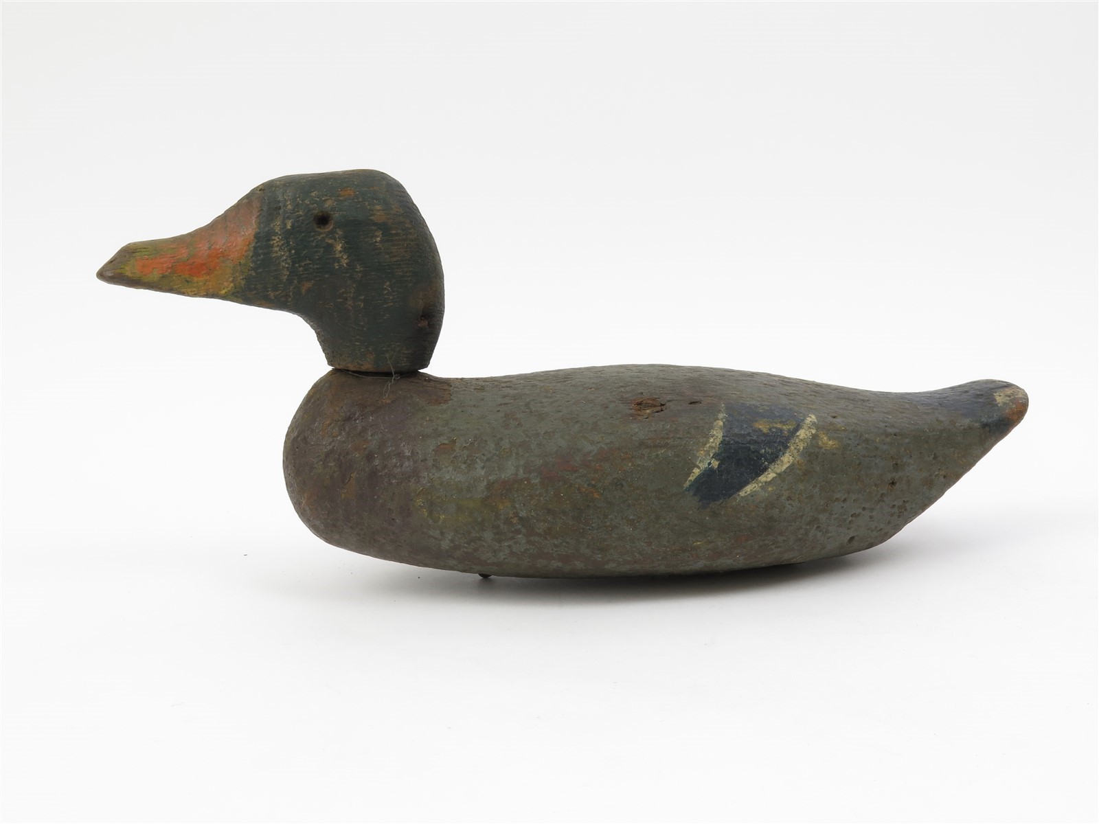 Vintage Hand Painted Glass Eye Wooden Male Mallard Duck Decoy 15.5″ x 7″ x 5.25″