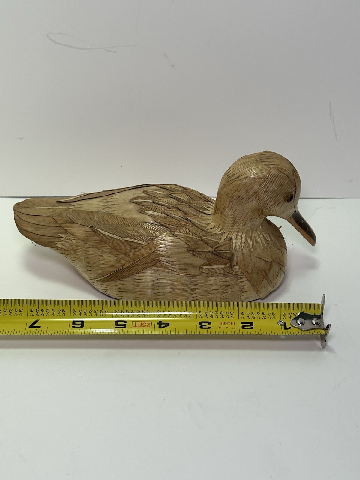 Vintage Hand Made Detailed Hay/straw Type Duck Decoy Sculpture Rare Decor