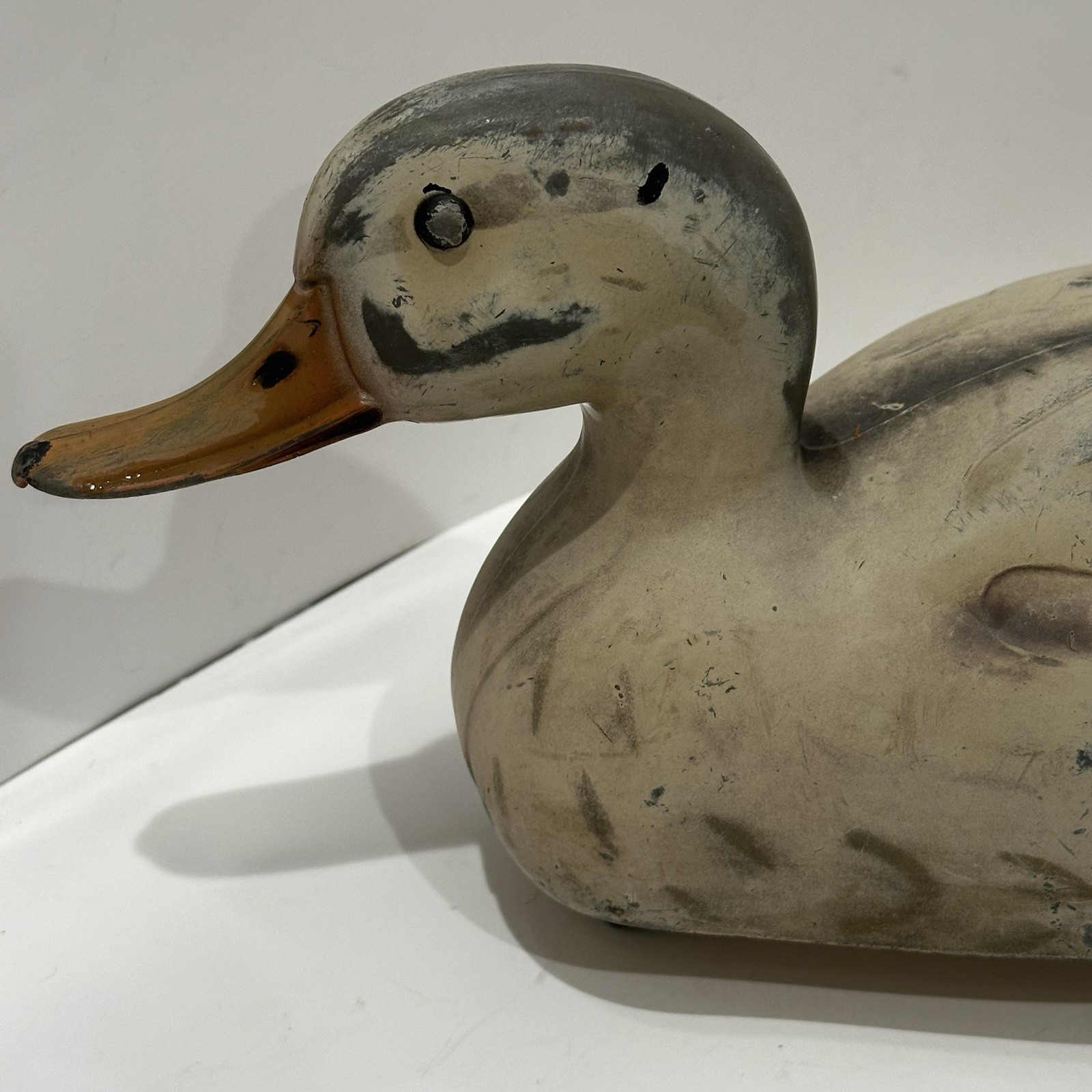 Vintage Plastic Duck Decoy Feather Lite J. S. McGuire 1954 Fairfax 14″ AS IS