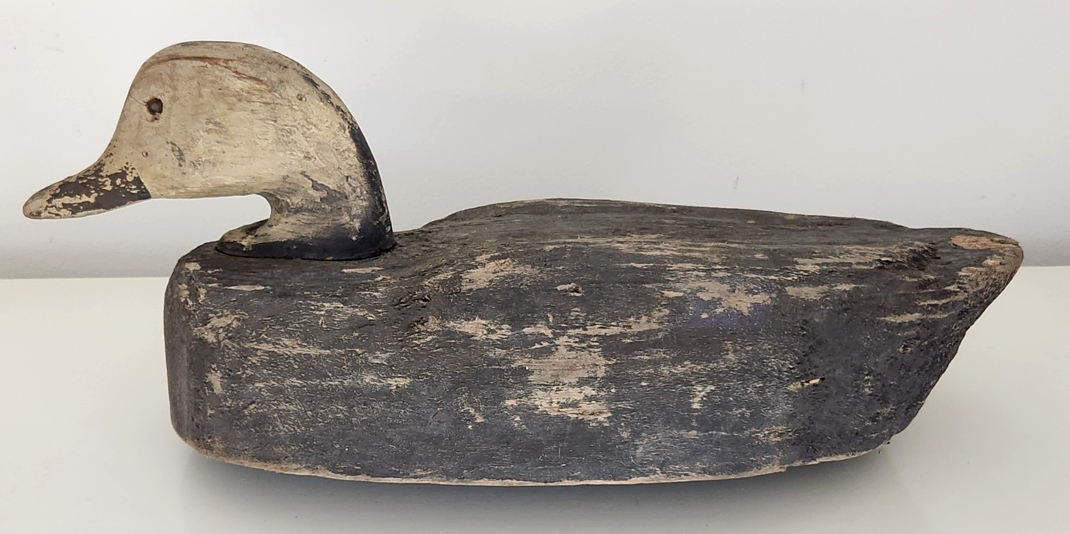 Magnum Herters Balsa Wood Glass Eyed Black Duck Decoy With Weight