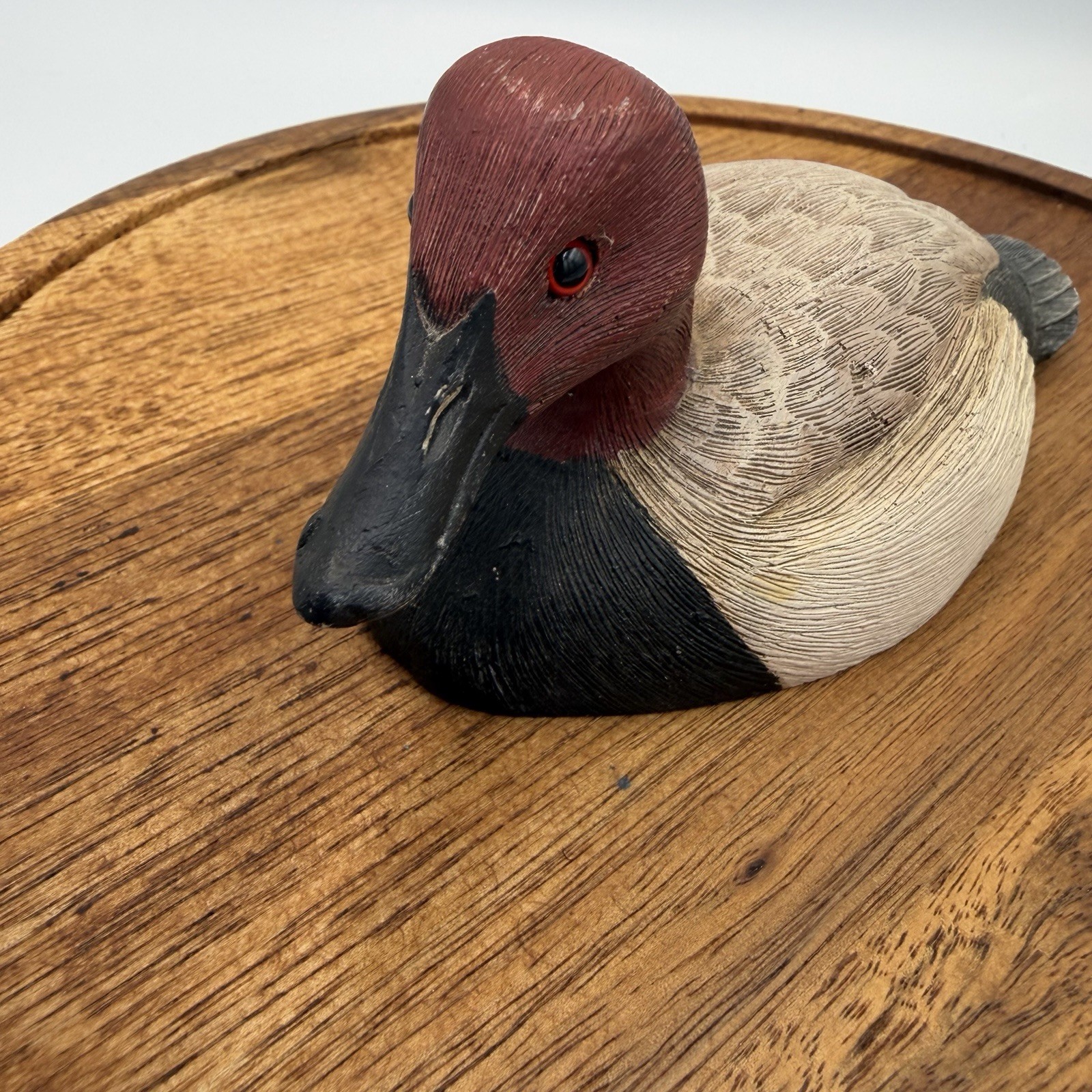 Hand Carved Wood Canvasback Duck Decoy MD 1989 Signed J.R. Williams Glass Eyes