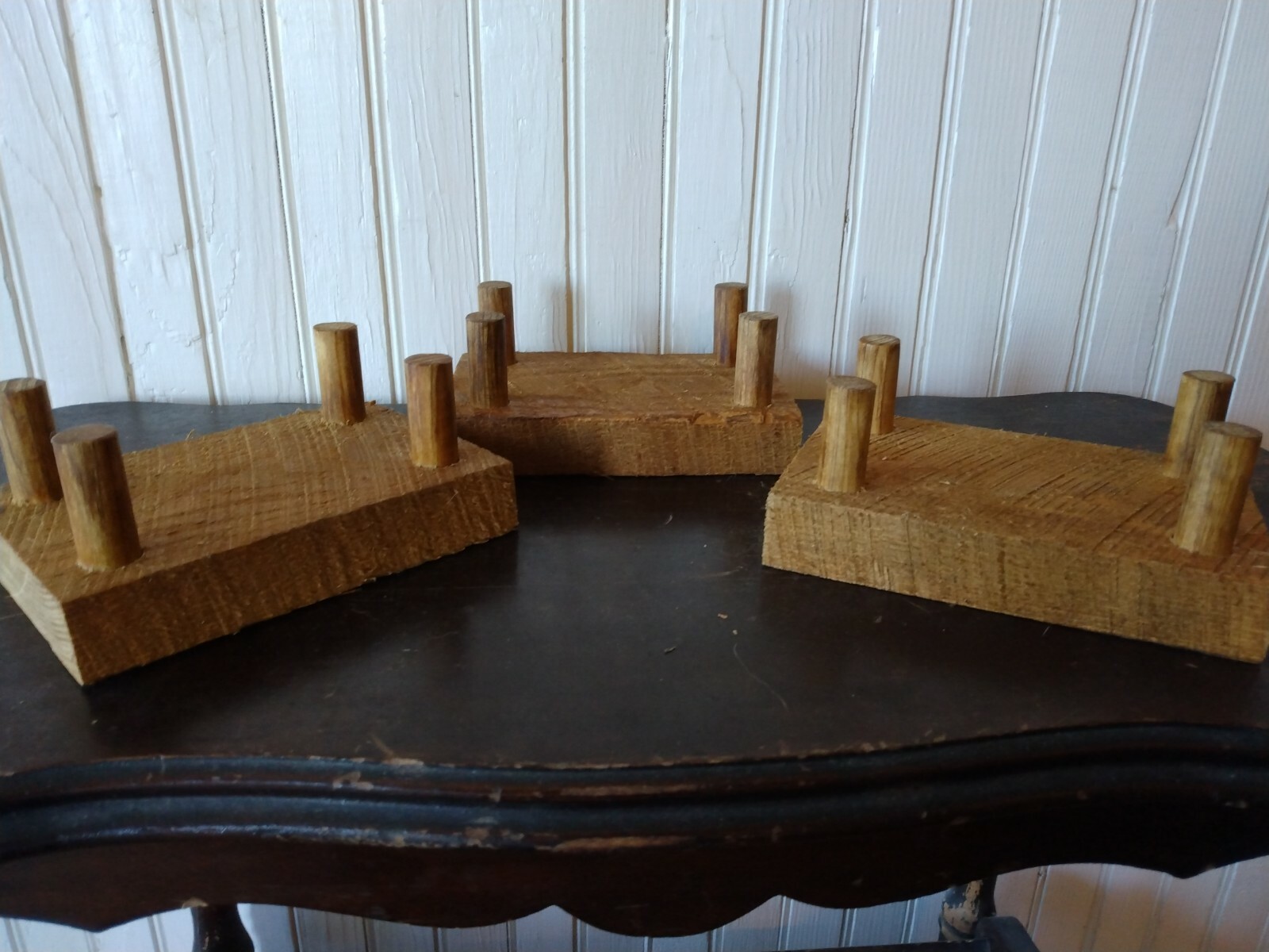 3 Wood Hand Made Duck Decoy Stands Light colored Stain