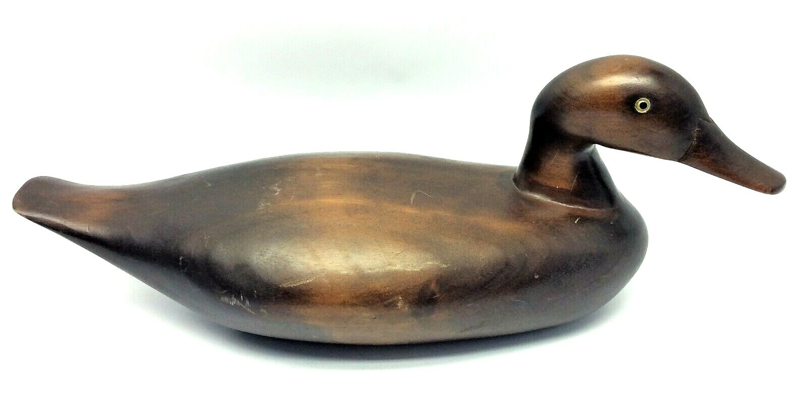 Vintage Brown Wood Wooden Carved Decorative Decoy Duck Unsigned
