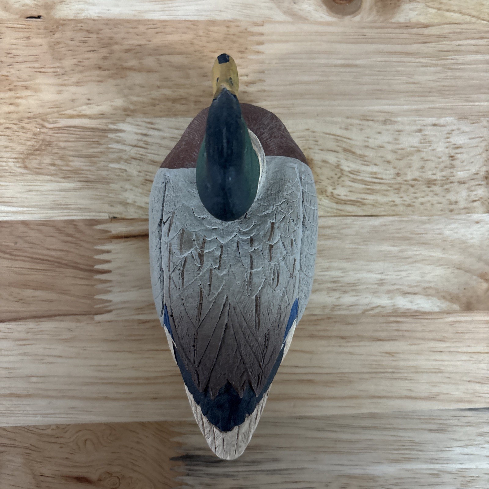 Vintage 1990 Polychromatic Wood Mallard Drake Duck Signed 5.5”