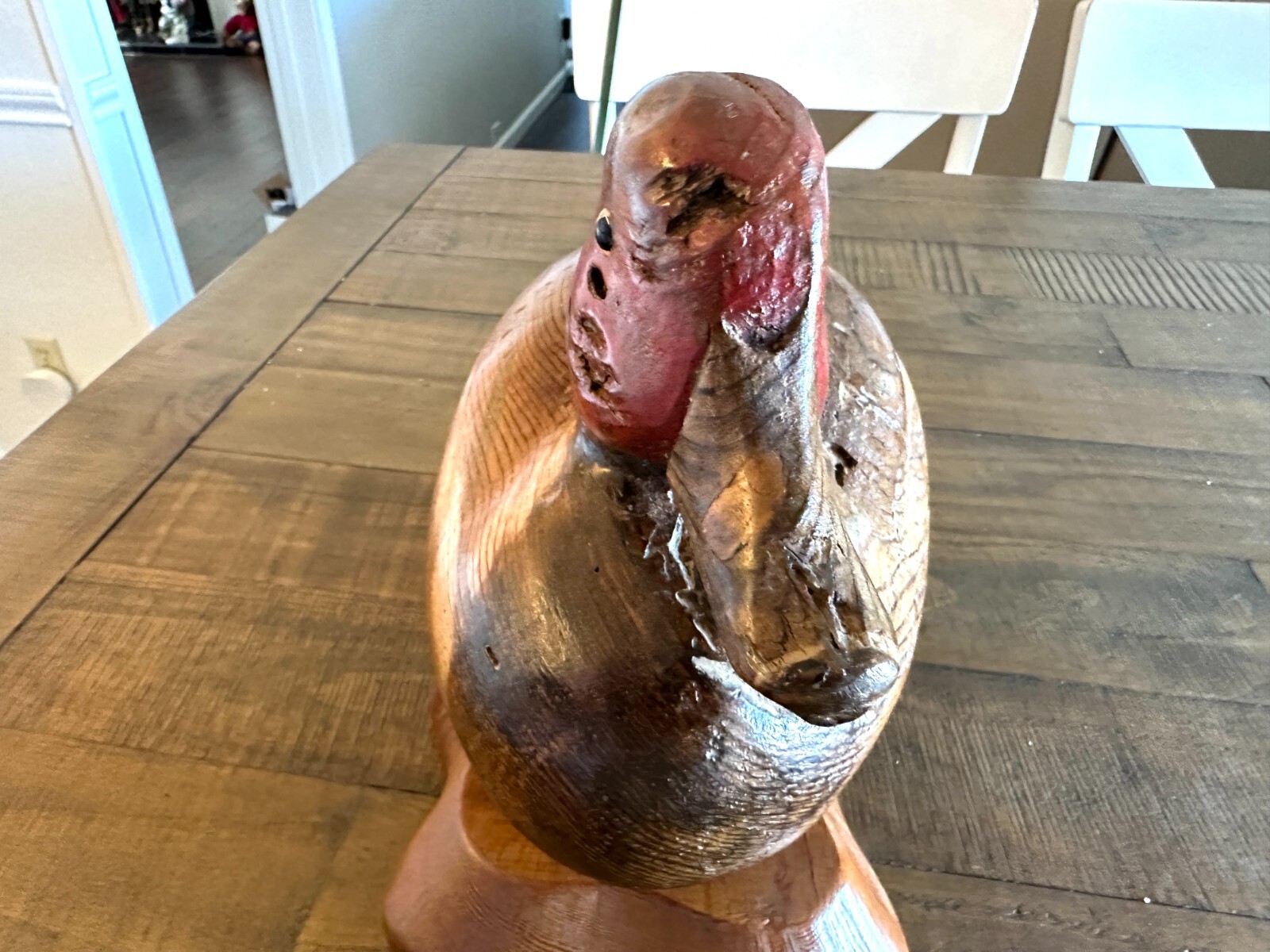 VINTAGE 1978 R.D. LEWIS HAND CARVED WOOD DUCK DECOY 304/700 W/ STAND SIGNED