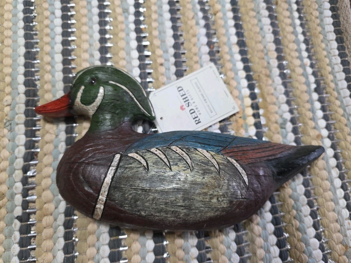 Red Shed Wood Duck Hanging Wall Decoy. Resin 11 Inch