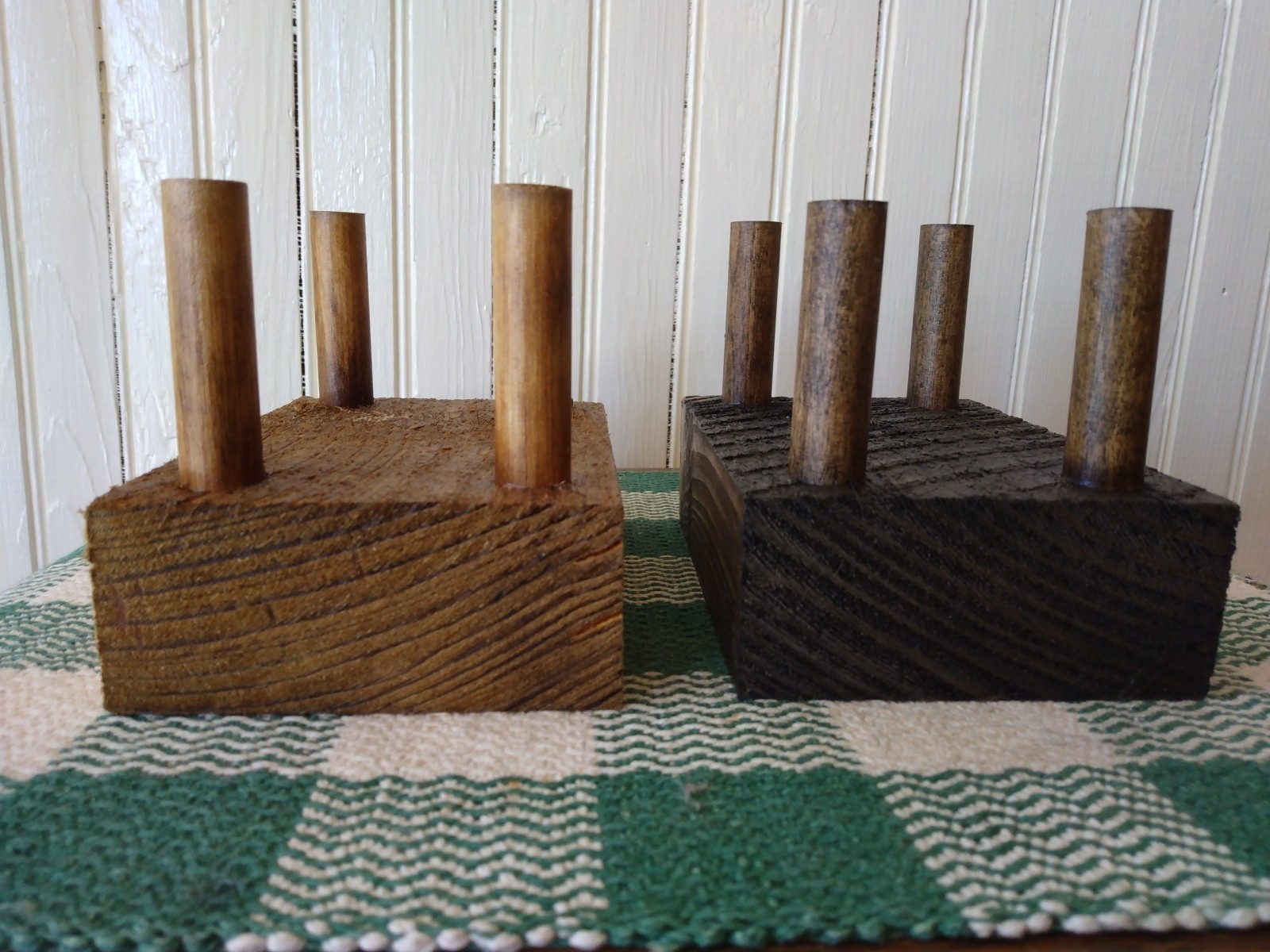 2 Large Rough cut Wood Hand Made Duck Decoy Stands