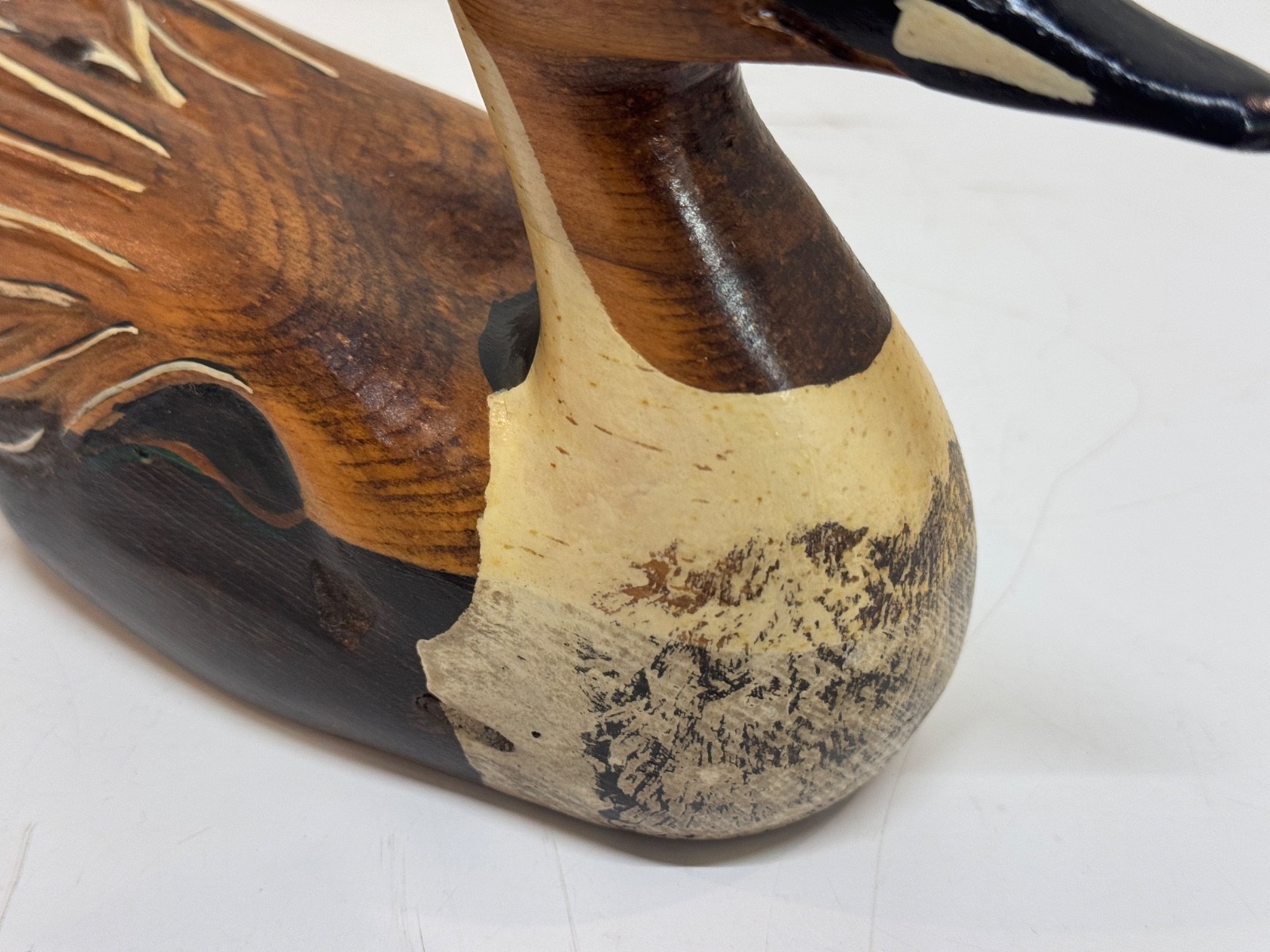 Vintage 1981 Leo Koppy Hand Carved Wooden Pintail Duck Decoy Signed 10.5″