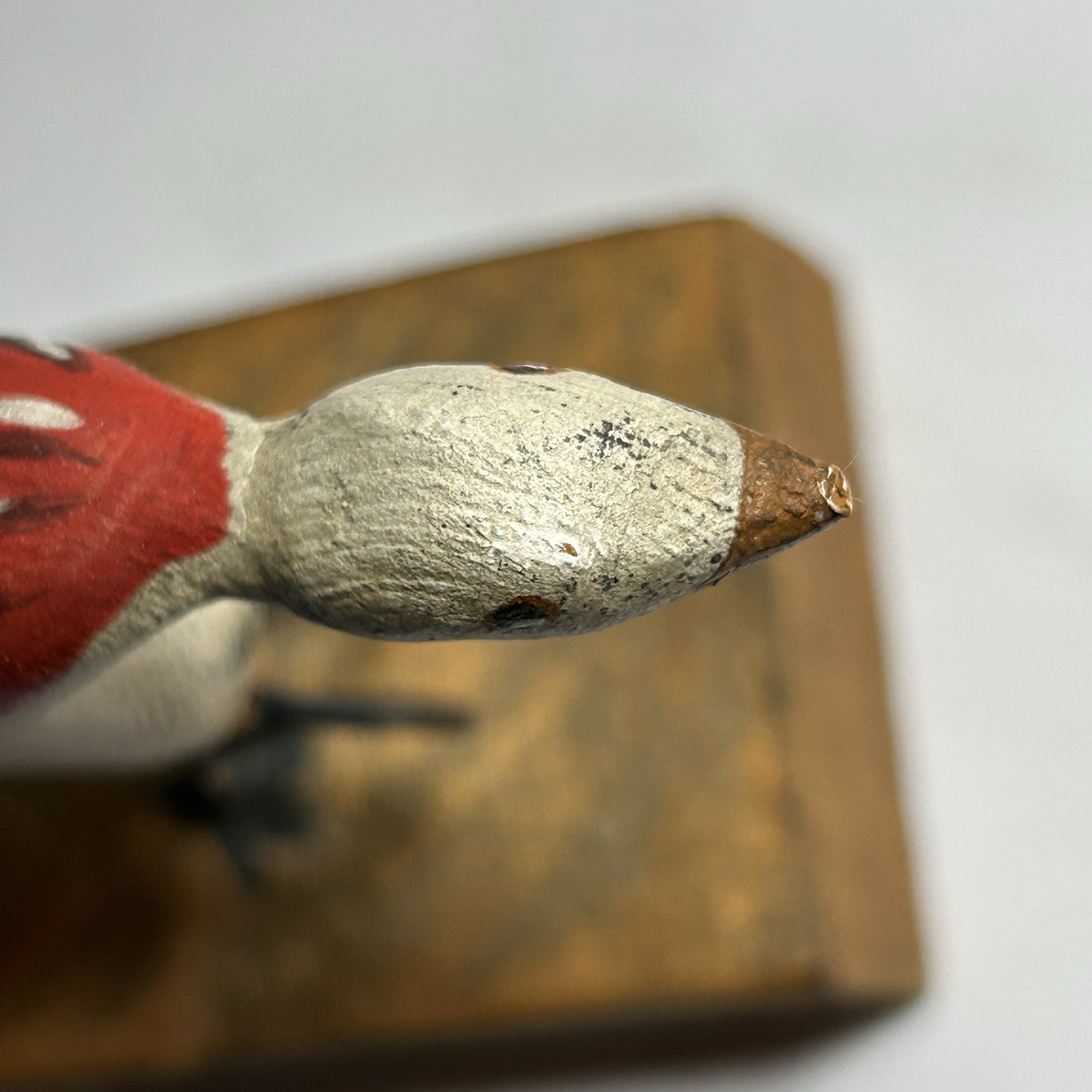 Signed bird duck decoy vintage wood hand carved & painted on stand Display 1985