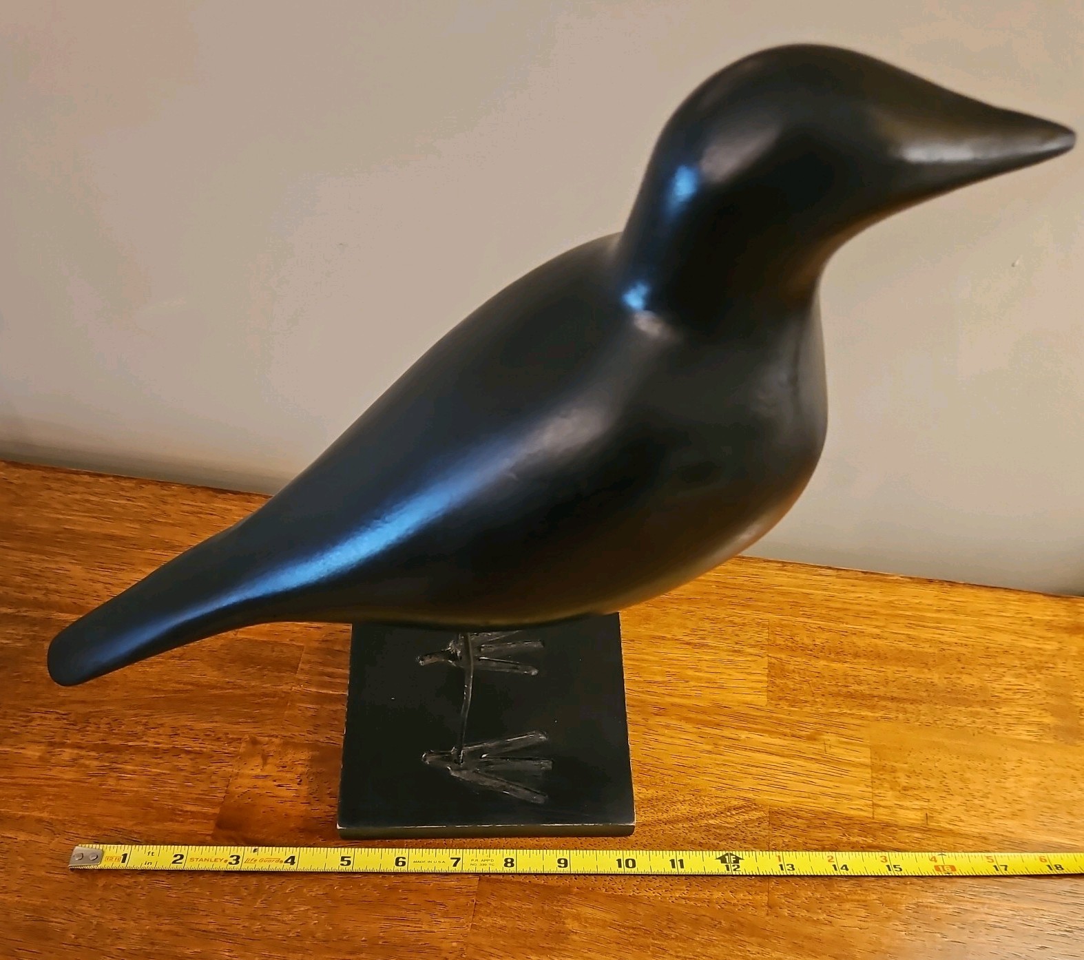 Vintage Crow Decoy, Hand Made, Solid Wood