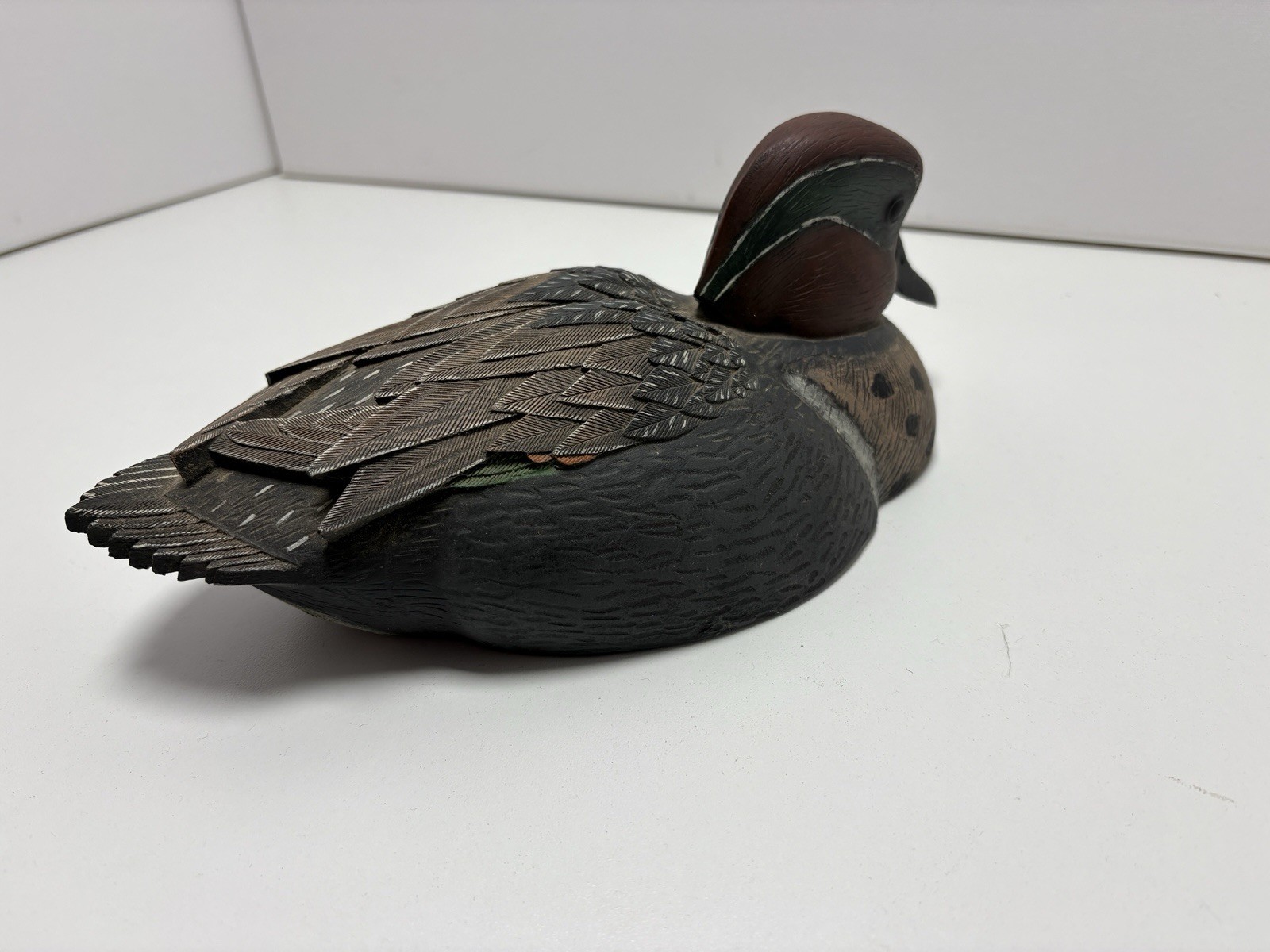 Vintage 10″ Green Winged Teal Ceramic Duck Decoy