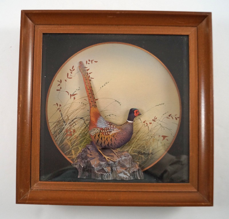VINTAGE PHEASANT GAME BIRD DIORAMA J. Q. WHIPPLE DECOY CARVING HUNTING #5