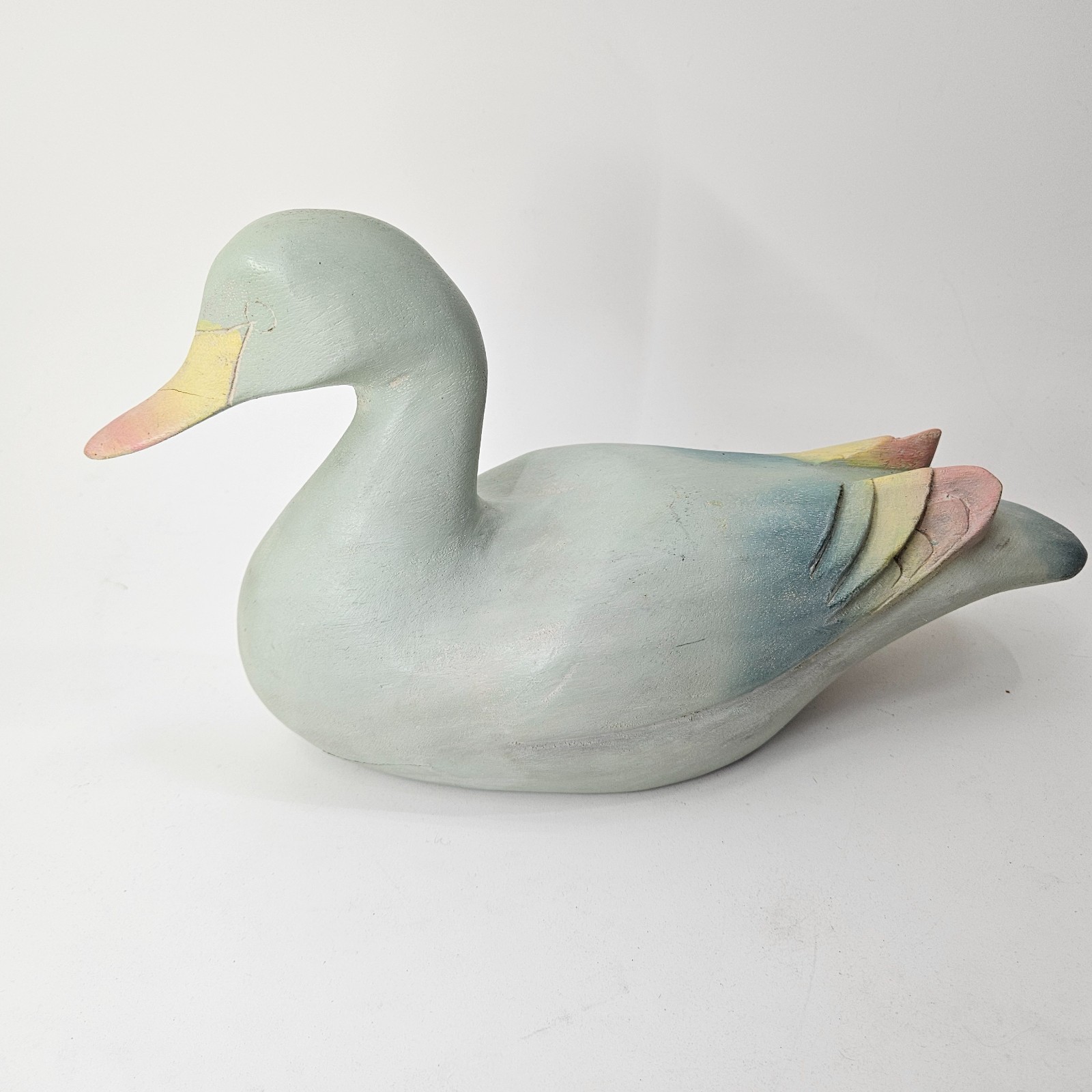 12” Vintage Wood Hand Carved Painted Mallard Duck Decoy Sculpture Thailand Made