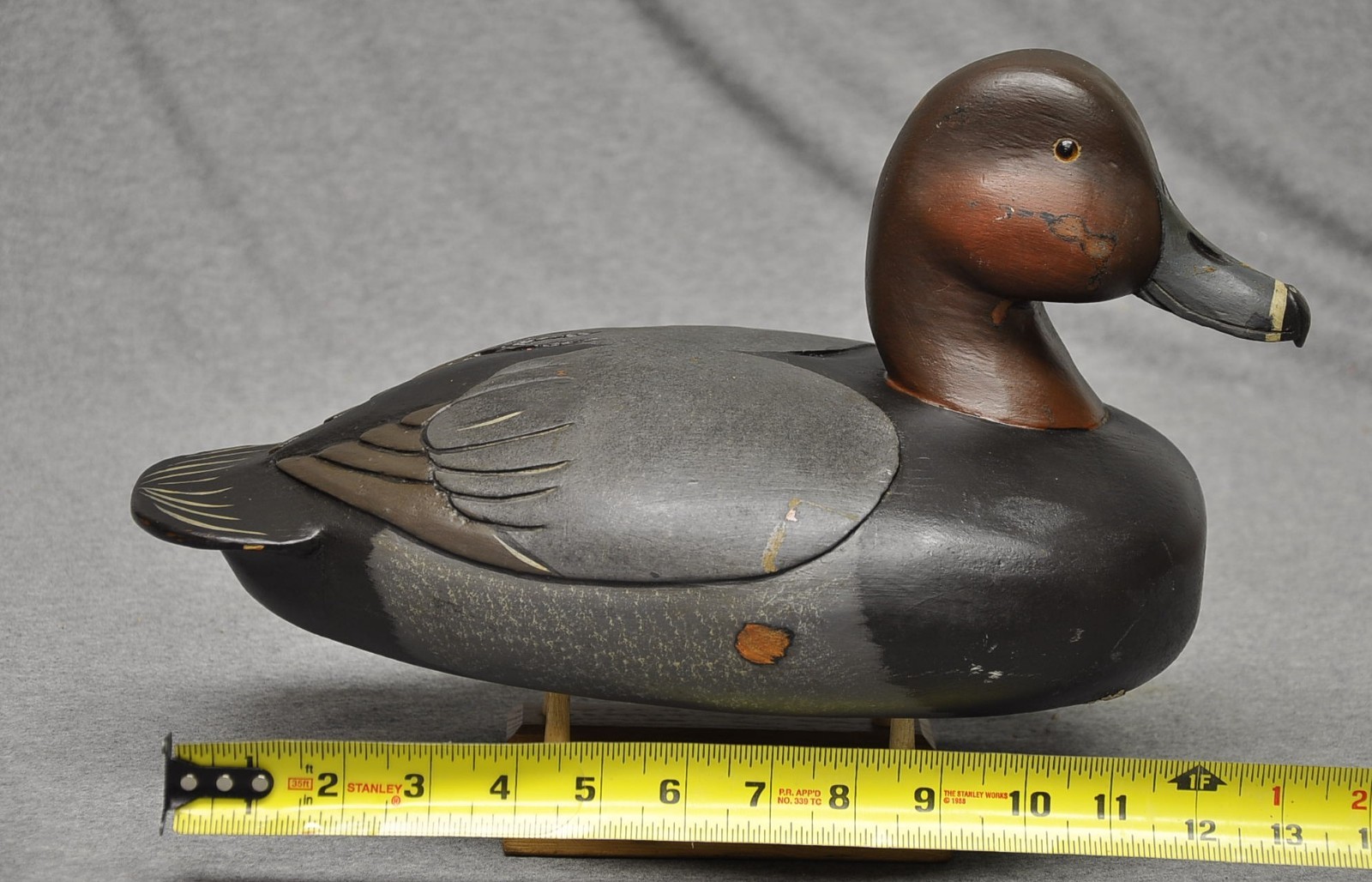 UNKNOWN MI. MAGNUM SIZE RED HEAD DRAKE DUCK DECOY OP WOOD NICELY CARVED