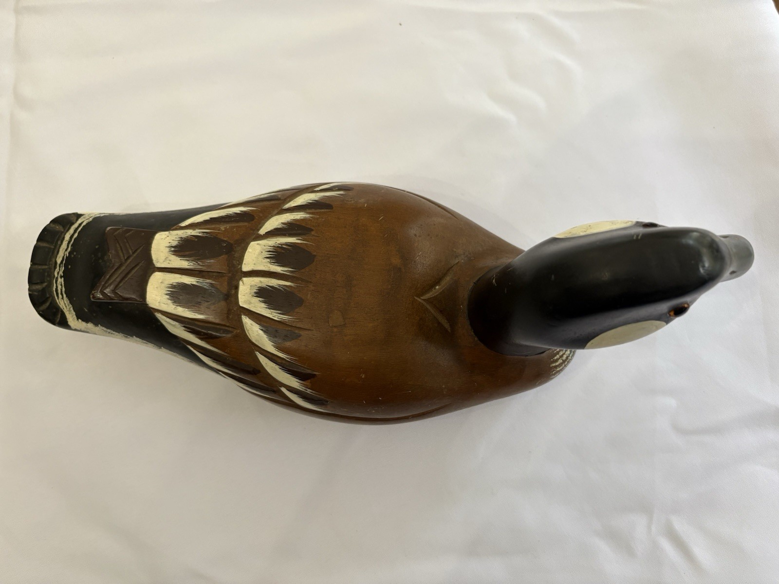 Vintage Handcrafted Wooden Canadian Goose Decoy Sculpture Decor Hand Painted