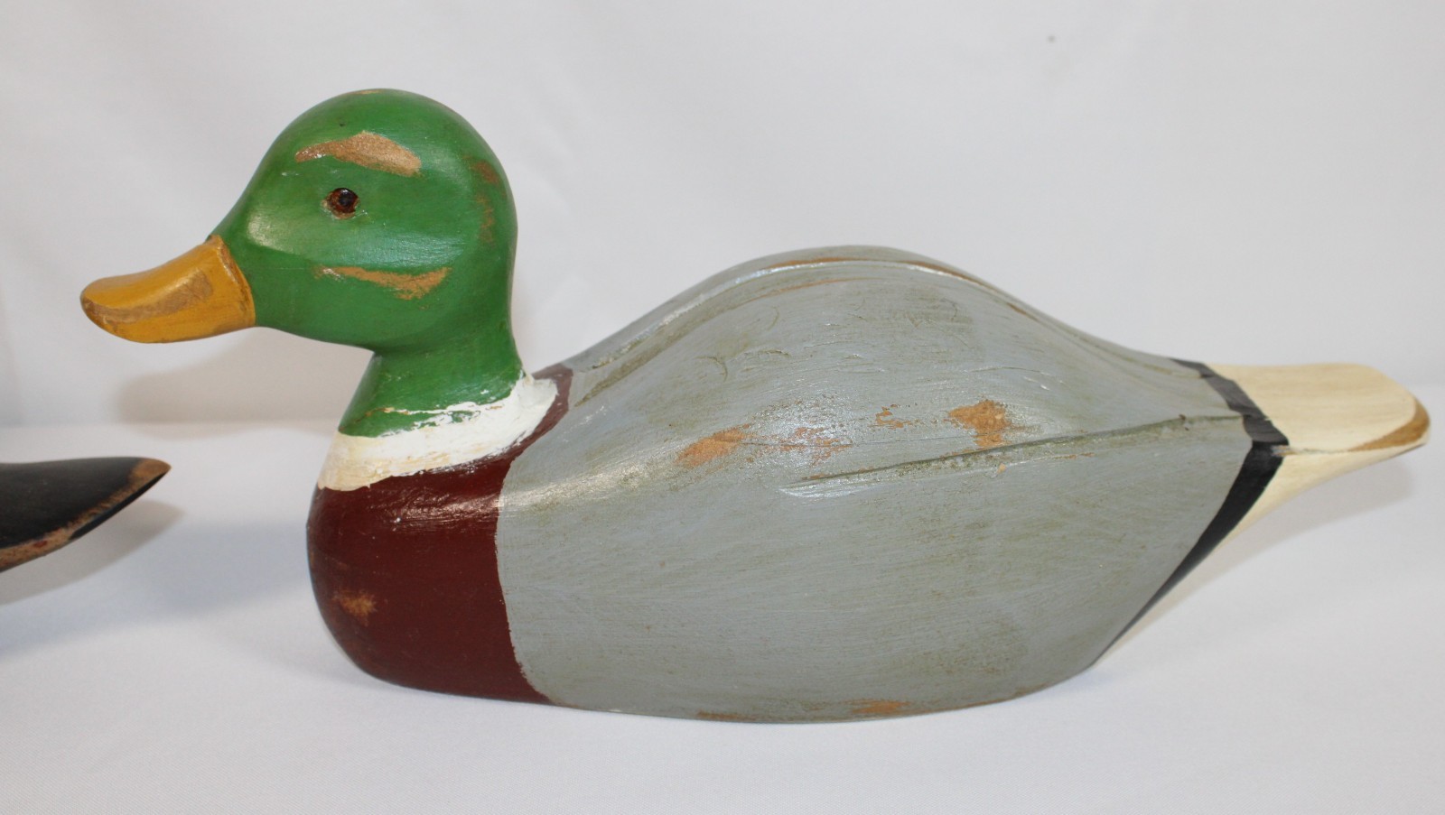 Vintage Lot 2 Drake Male Mallard Hand Carved Painted Wood Duck Decoy