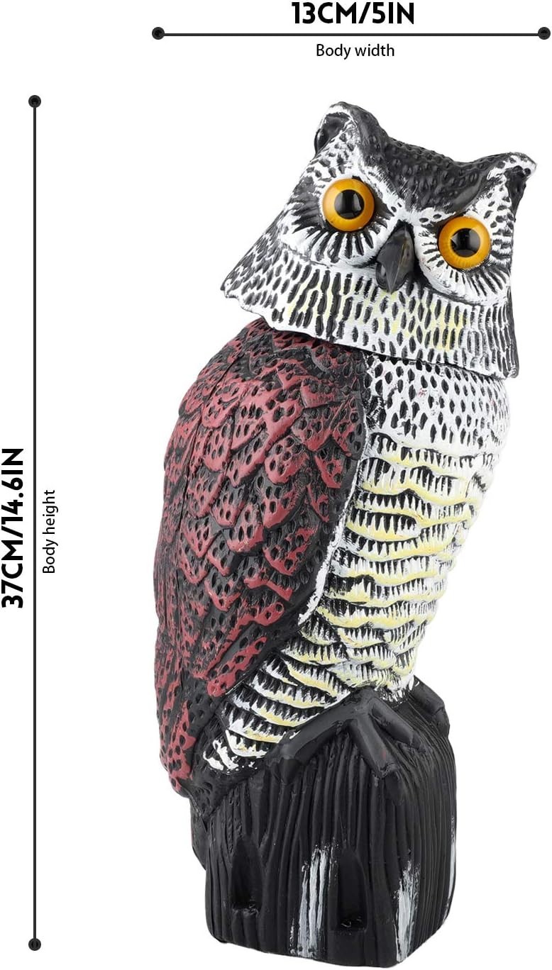 Wind-Powered Owl Decoy for Outdoor Use – Durable Bird Control Decor, Easy Setup