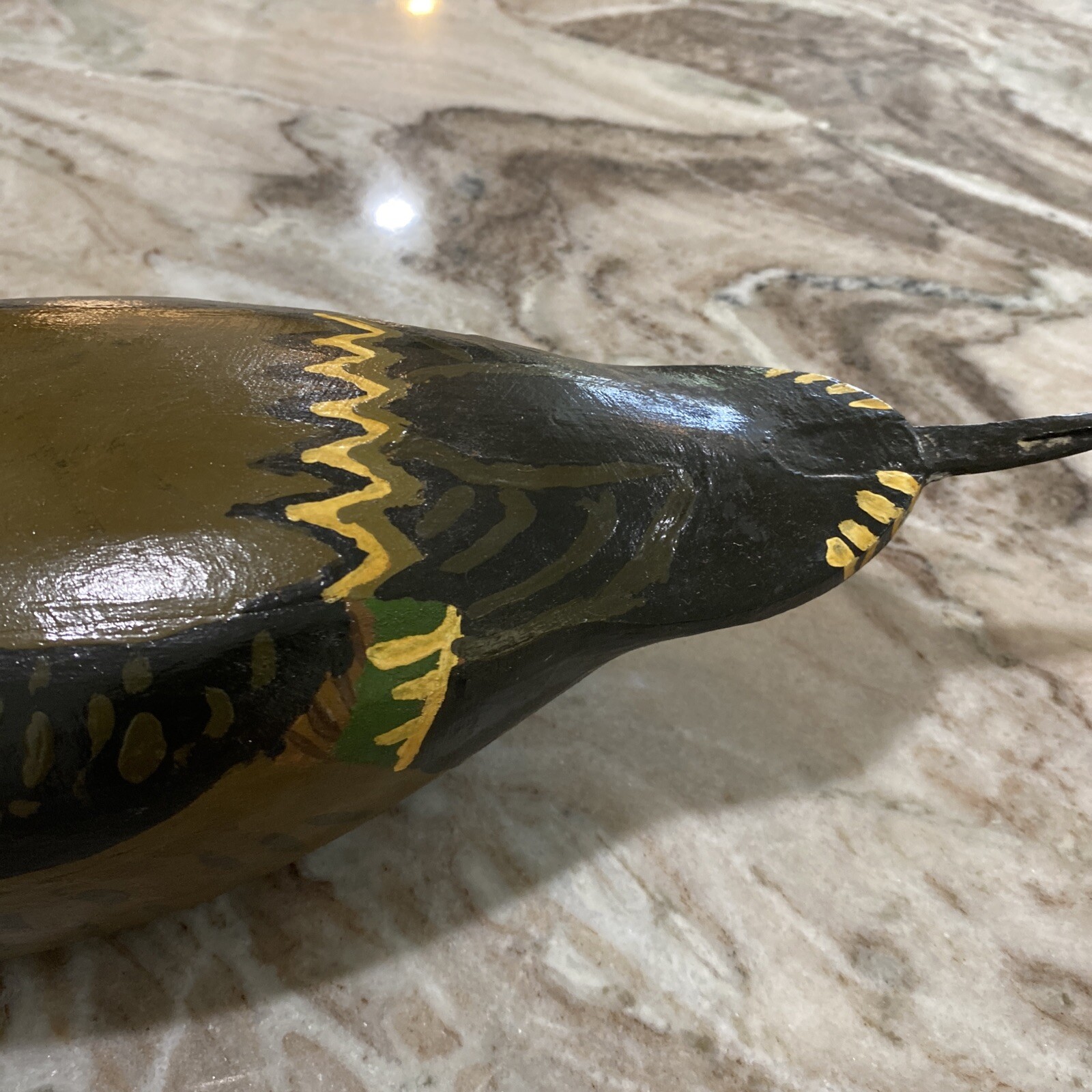 16.5” Hand Carved Wood Duck Decoy Painted Signed Lee Peeler 1983 Glass Eyes