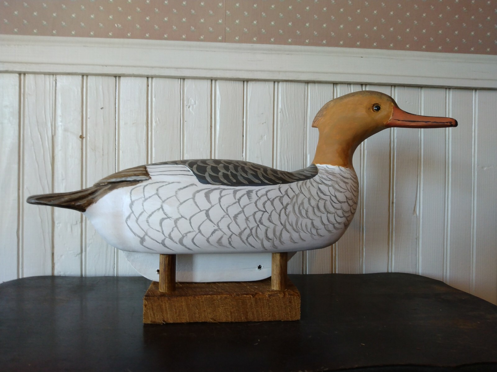 3 Wood Hand Made Duck Decoy Stands Light colored Stain