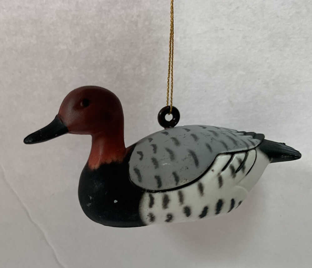 Vintage Duck Decoy Christmas Ornament Ceramic Miniature New Old Stock