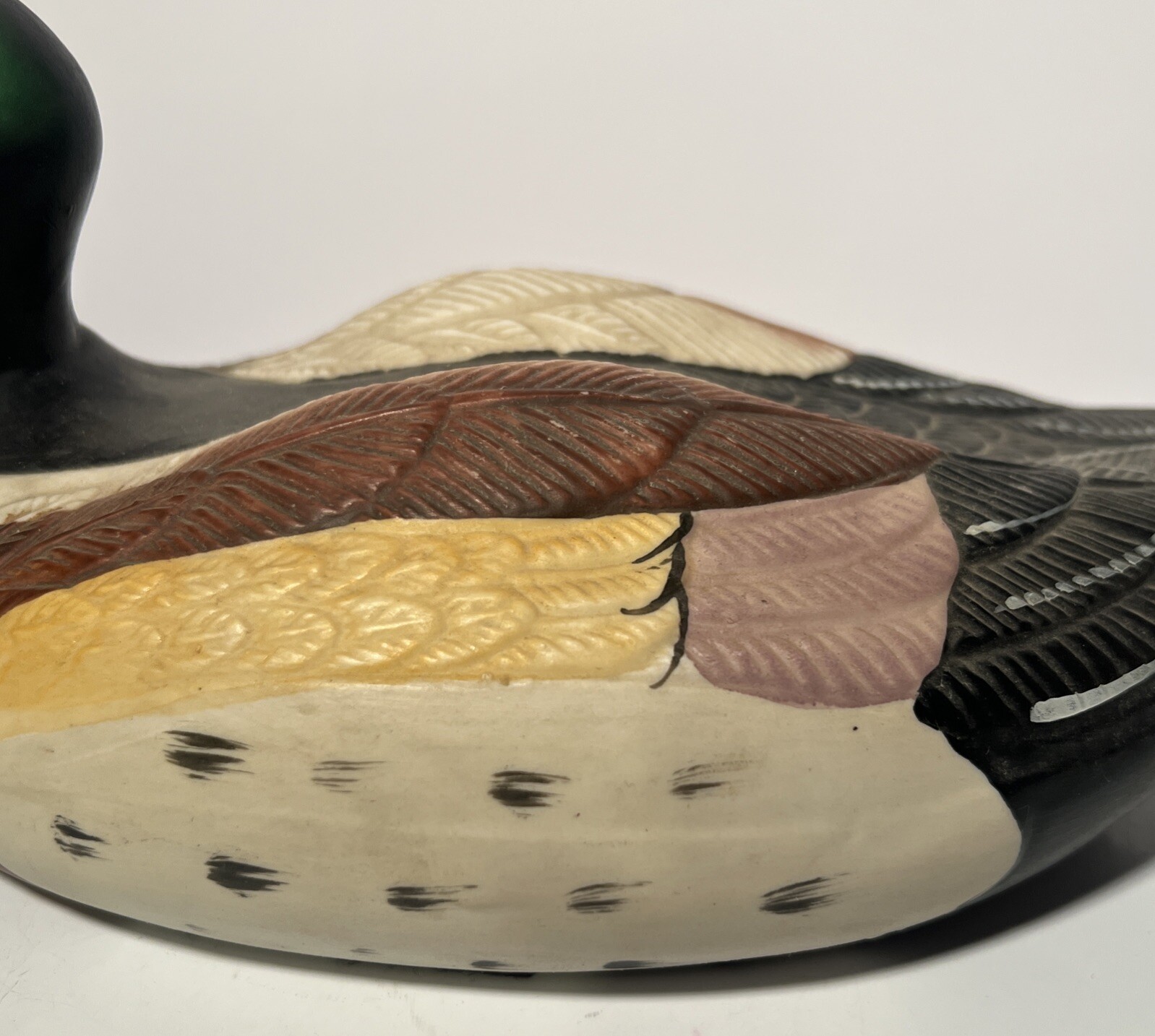 Duck Decoy Or Table Figurine Vintage Ceramic Nice Realistic Painted 12” L x 6” W