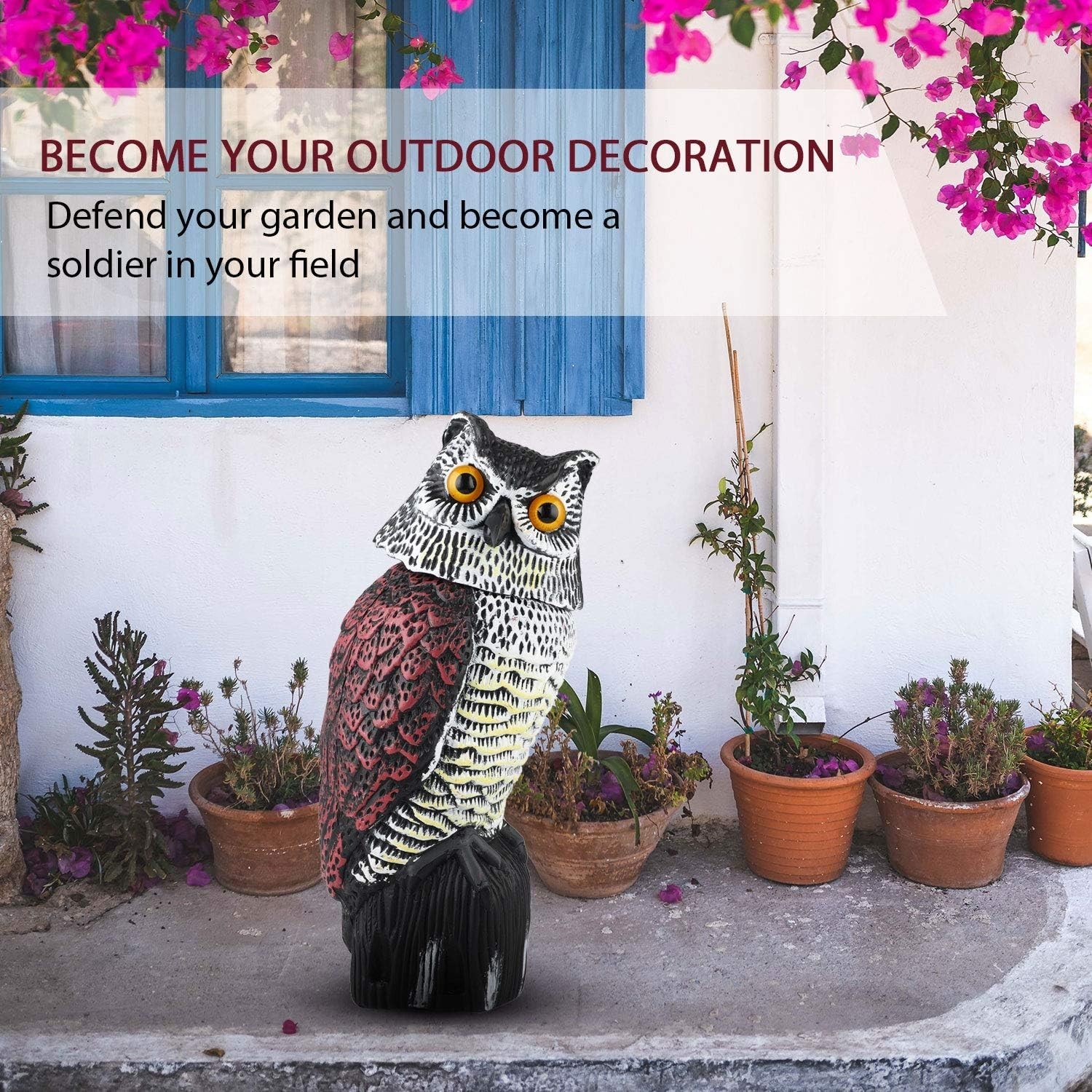 Wind-Powered Owl Decoy for Outdoor Use – Durable Bird Control Decor, Easy Setup