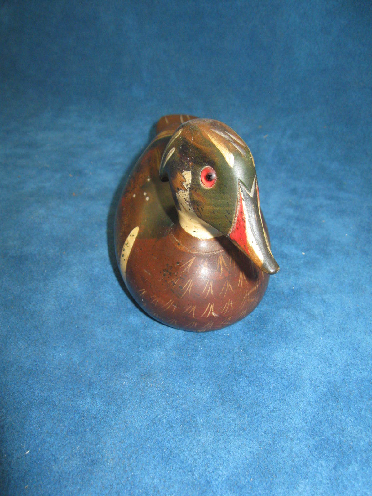 Vtg 7″ Miniature DUCK DECOY “A Wooden Bird Factory”..Glass Eyes…Signed…NICE!
