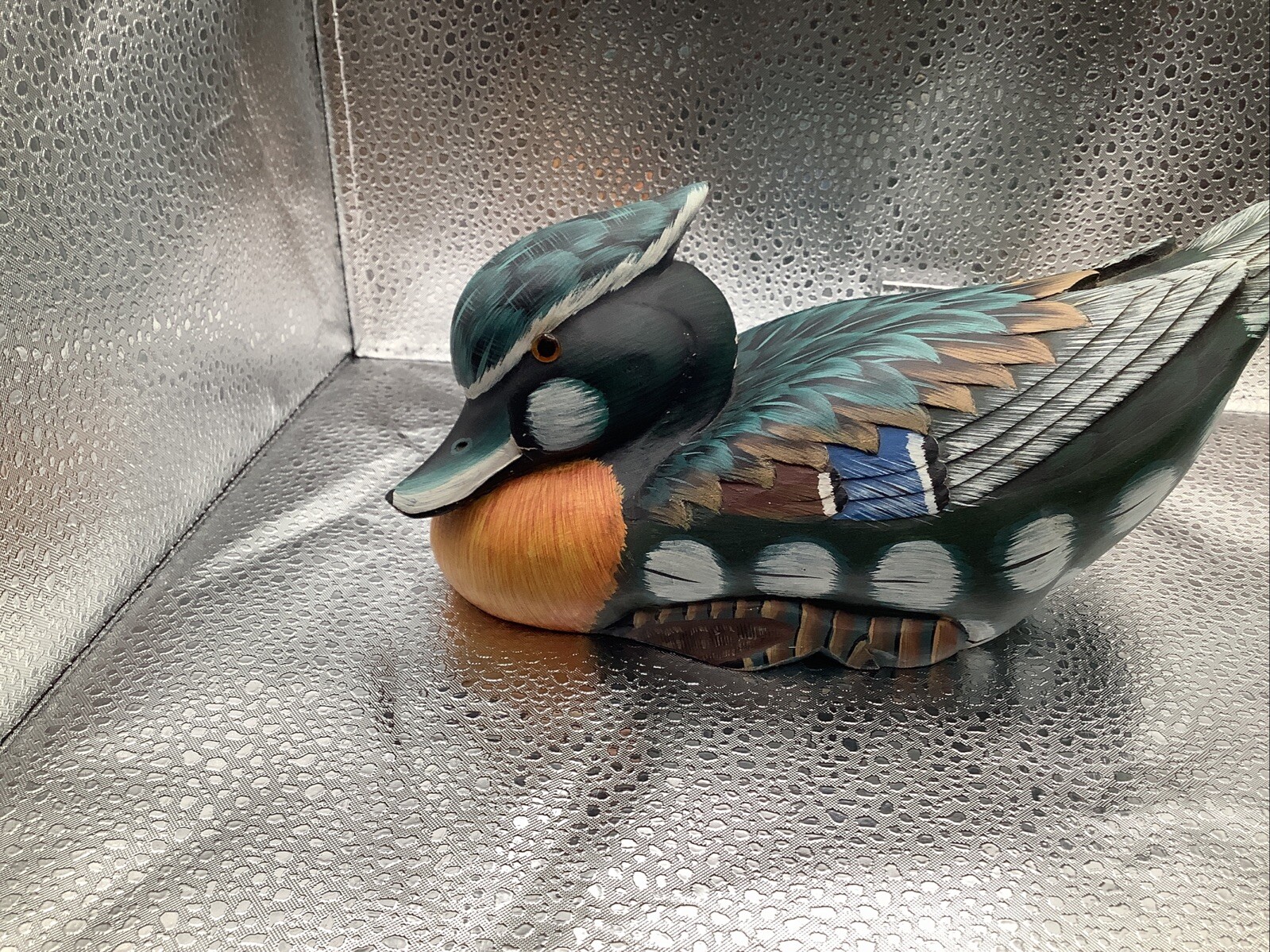 Vintage Solid Wood Carved Painted Drake Duck Decoy Made In The Republic Of China