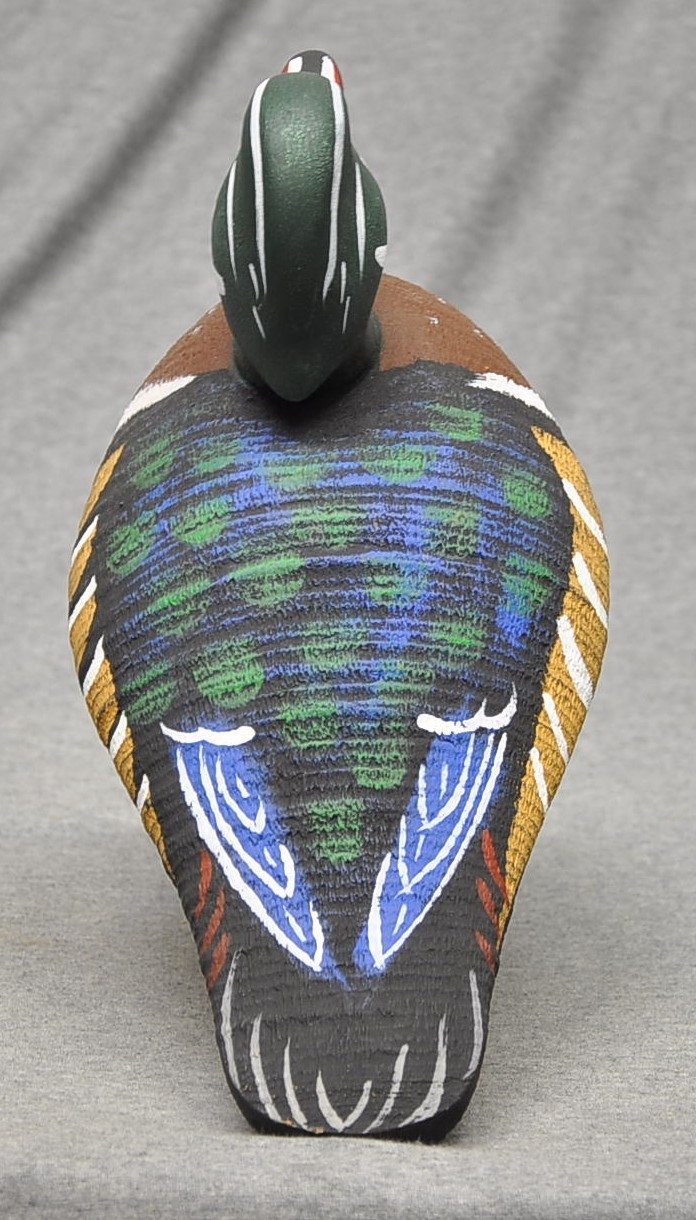 East Coast style WOOD DUCK drake duck decoy CARVED PAINTED EYES WMW “X”
