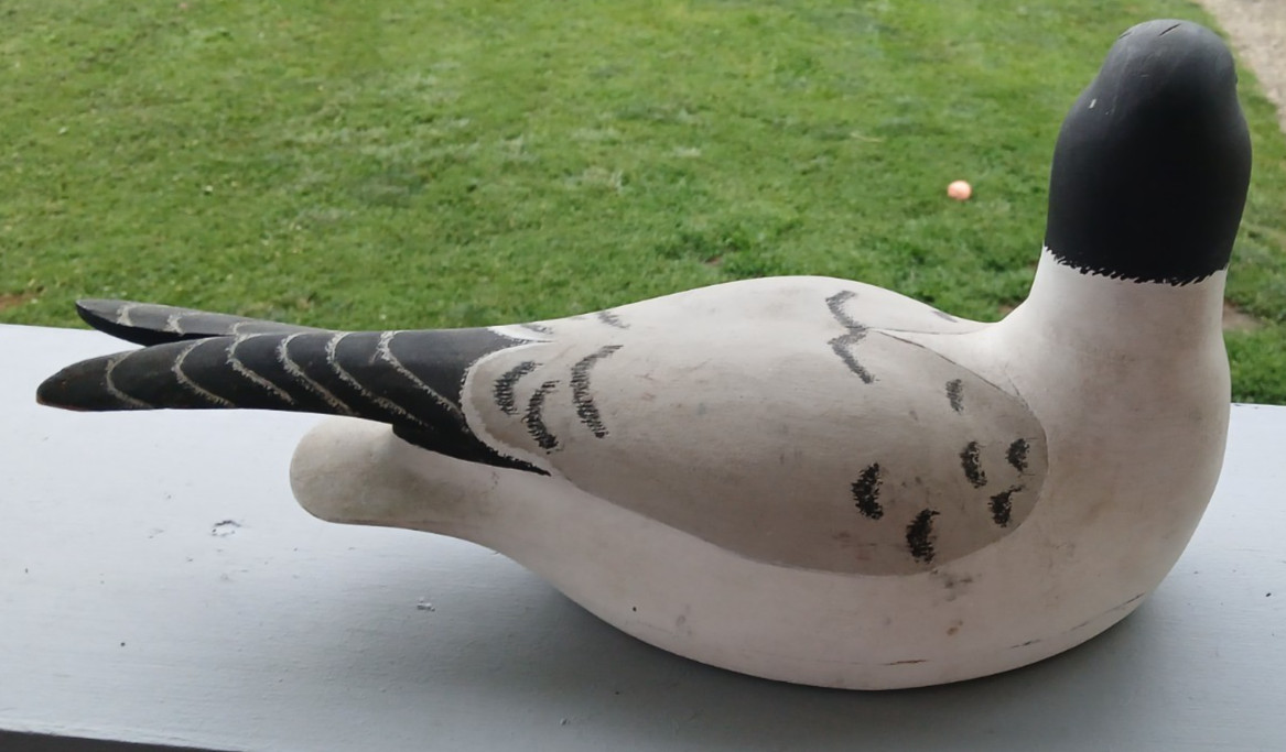 Duck Decoy Hand Carved Painted / Damaged Beak / Glenn O. Watson, Akron, Ohio