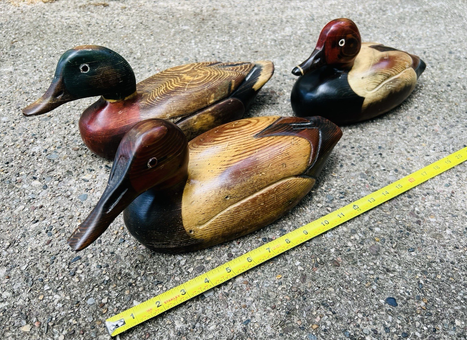Vintage Tom Taber 1979 Carved Wood Decoy Duck Lot Of 3 Signed