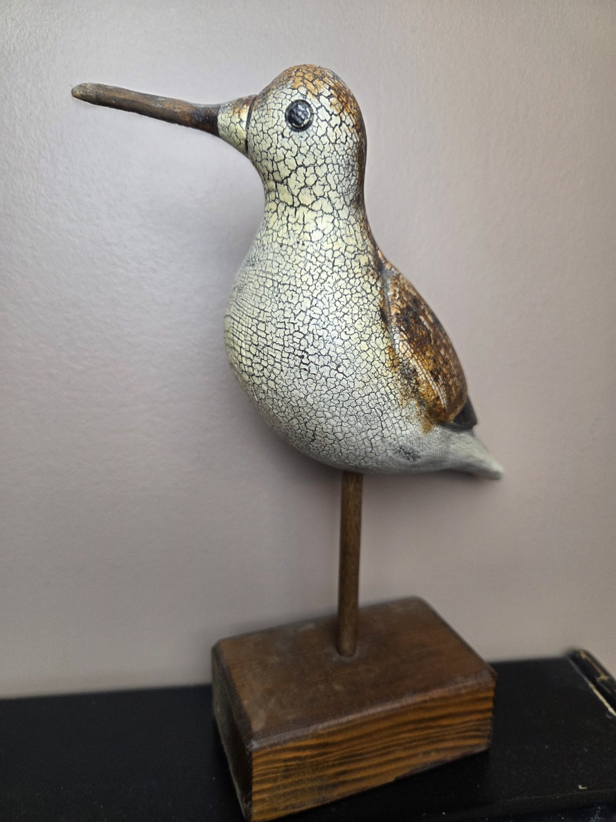Vintage Thomas Langan 1 Carved Wood Bird Duck Decoy 9.5 inches tall