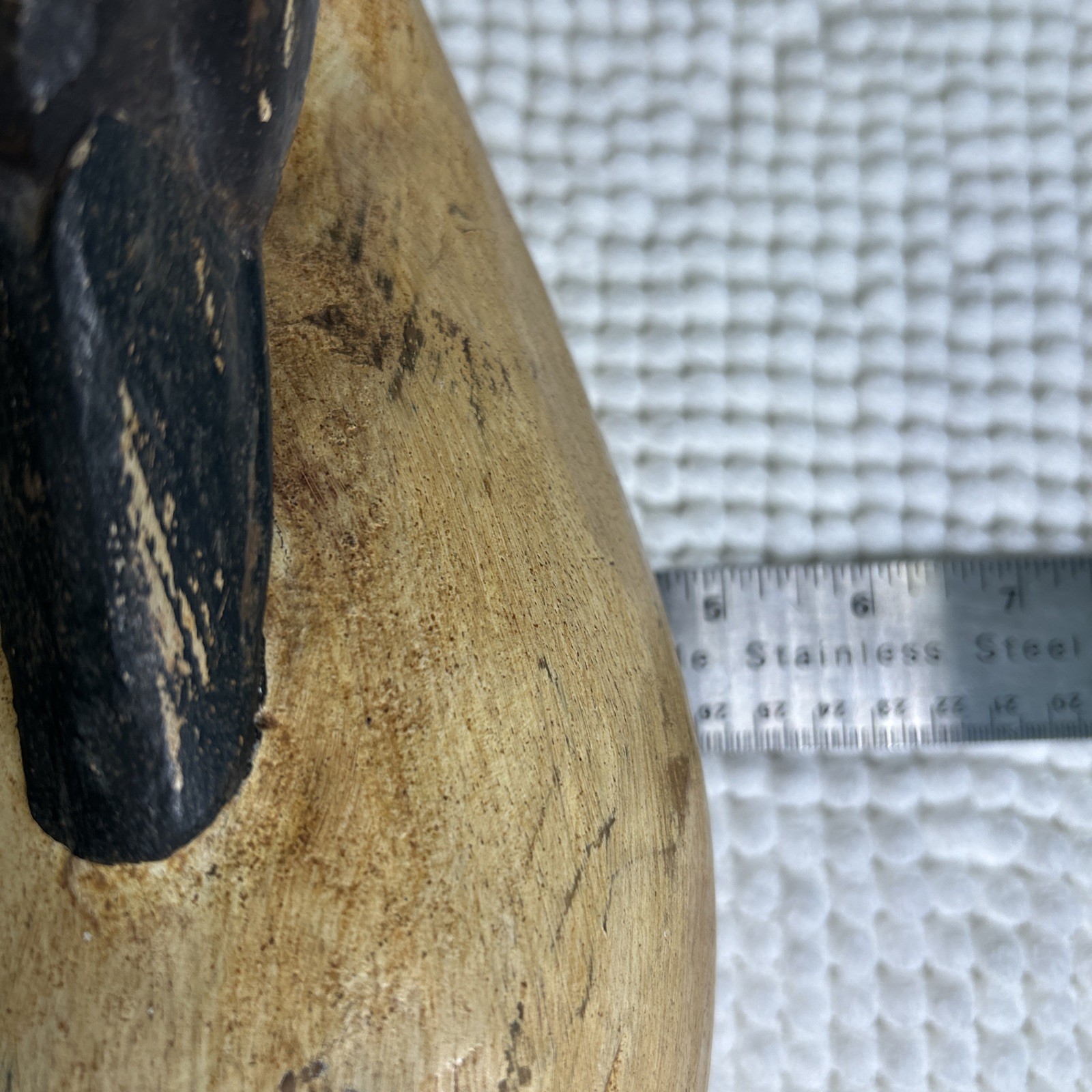 Hand Carved Wooden Duck Decoy Solid Body Primitive Vintage