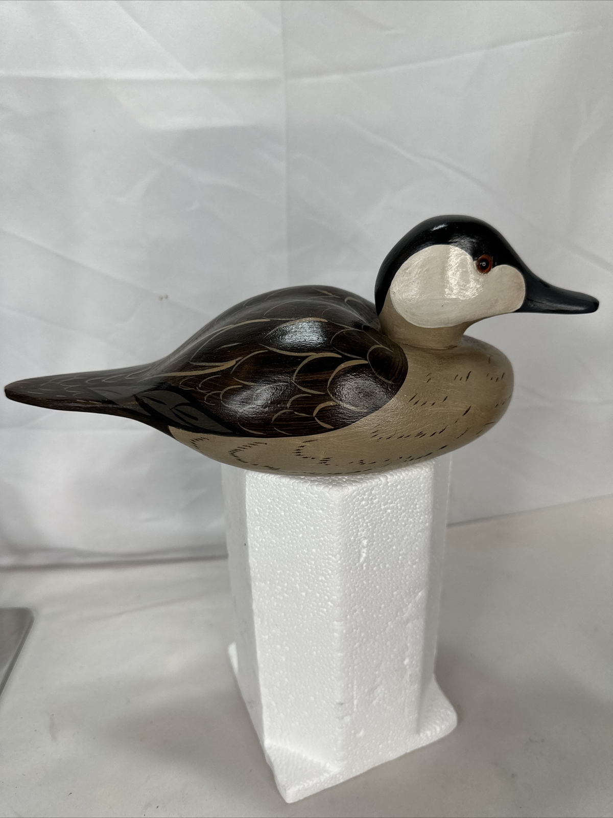 Charles Chas A Moore Hand-Carved Painted 11.25 Duck Decoy 1984 Signed Excellent
