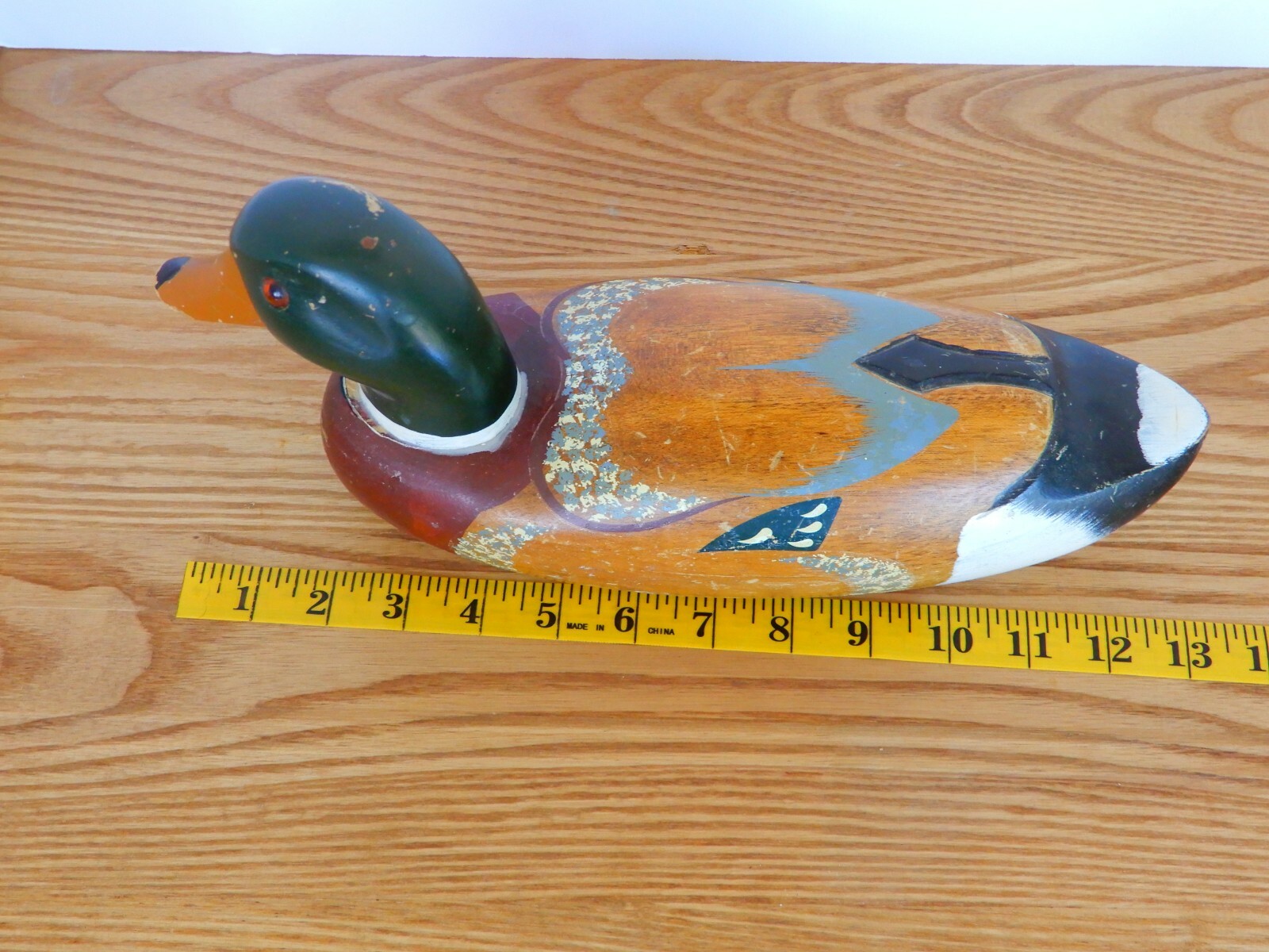 Lovely vintage wooden painted mallard glass eye duck decoy