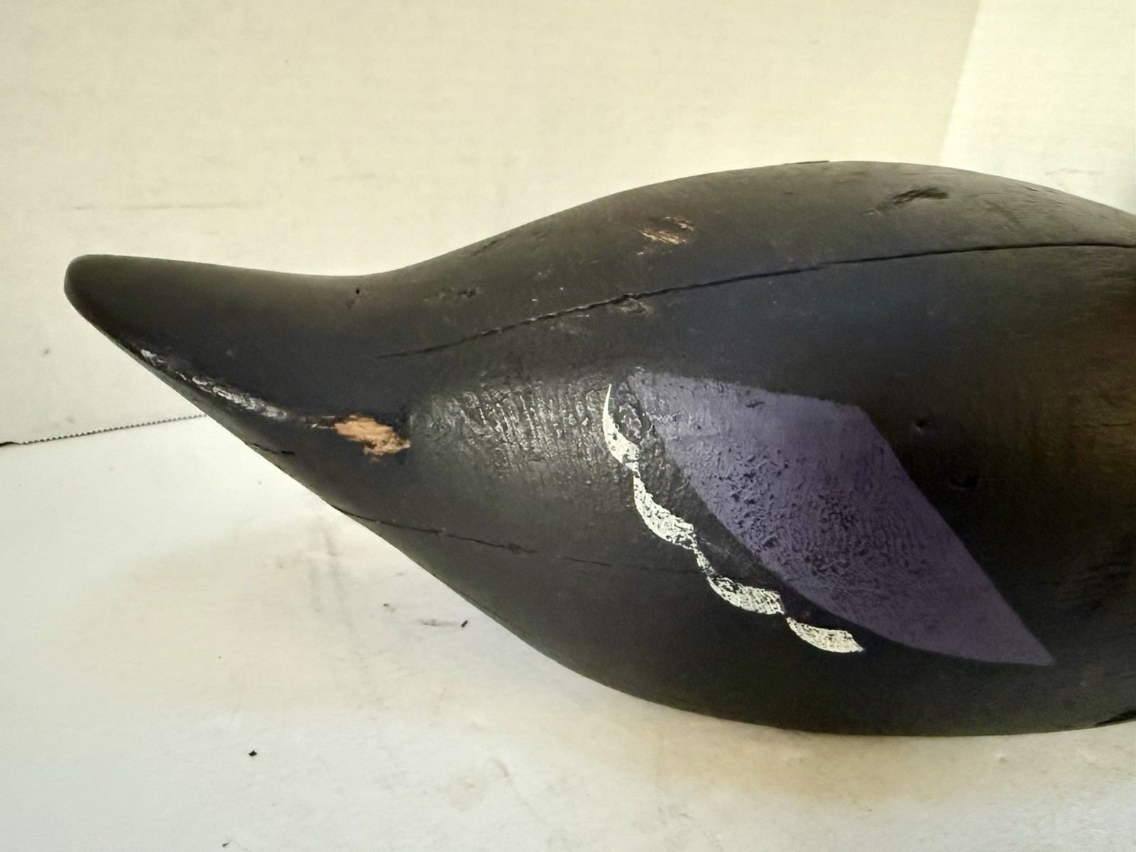 Black Duck Decoy – Joe Lincoln Style, Glass Eyes, Turned Head, Repaint, Unsigned