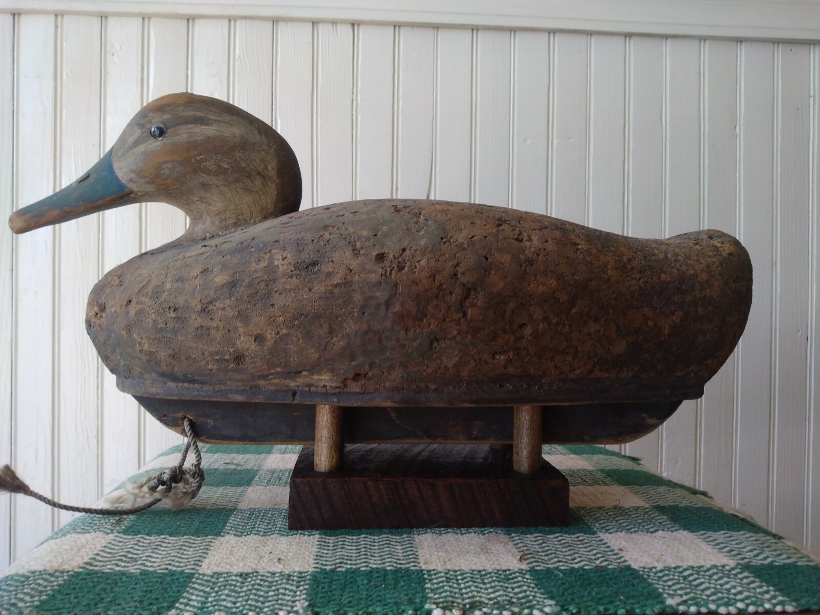 2 Wood Hand Made Duck Decoy Stands Dark Colored Stain