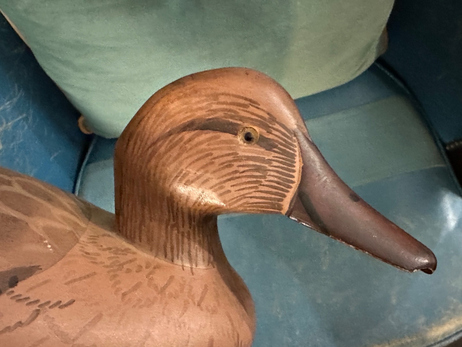 Hand Made Painted Folk Art Mallard Hen Duck Decoy w/Glass Eyes