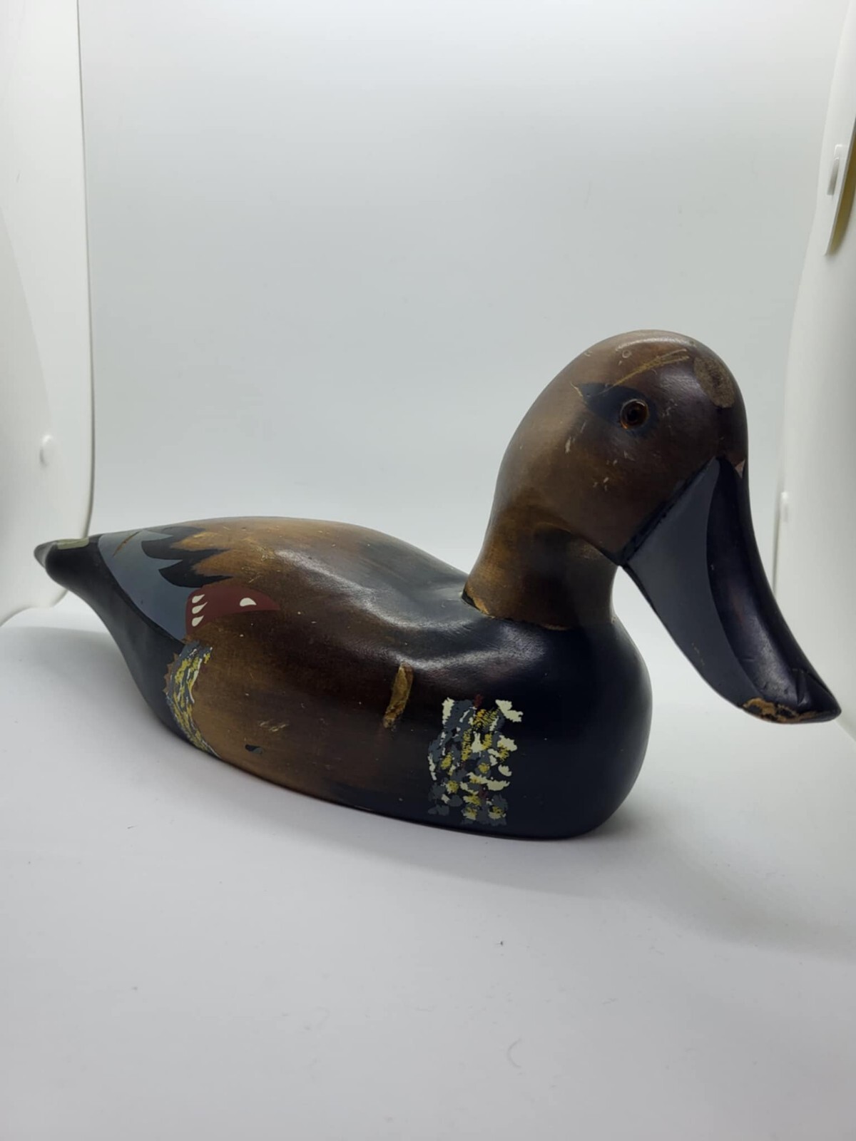 Vintage 14″ Solid Wooden Pintail Duck Glass Eyes, Hand Painted