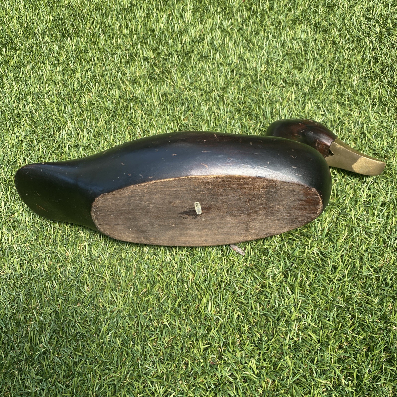 Wooden Duck Decoy 14” Glass Eyes / Metal Beak Hand Carved & Painted