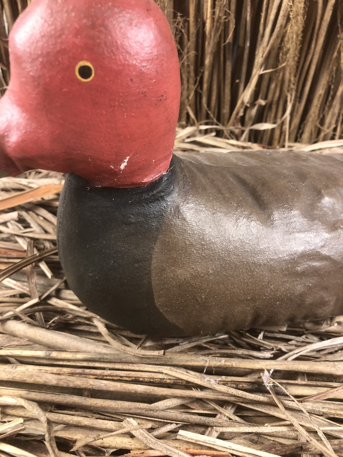 Rare Vintage Canvas Cloth Constructed Canvasback Hand Painted Duck Decoy 14in