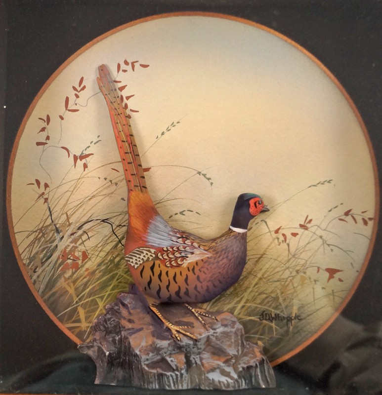 VINTAGE PHEASANT GAME BIRD DIORAMA J. Q. WHIPPLE DECOY CARVING HUNTING #5