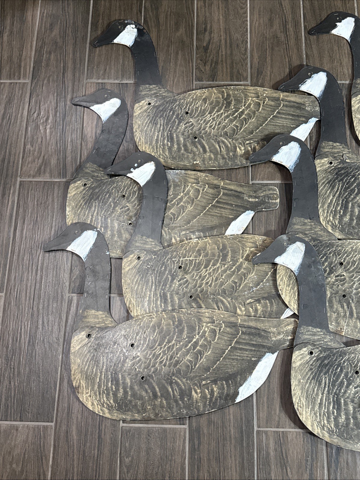Antique Original Set of Folding Johnsons Goose Decoys, circa 1940 in Canvas Bag