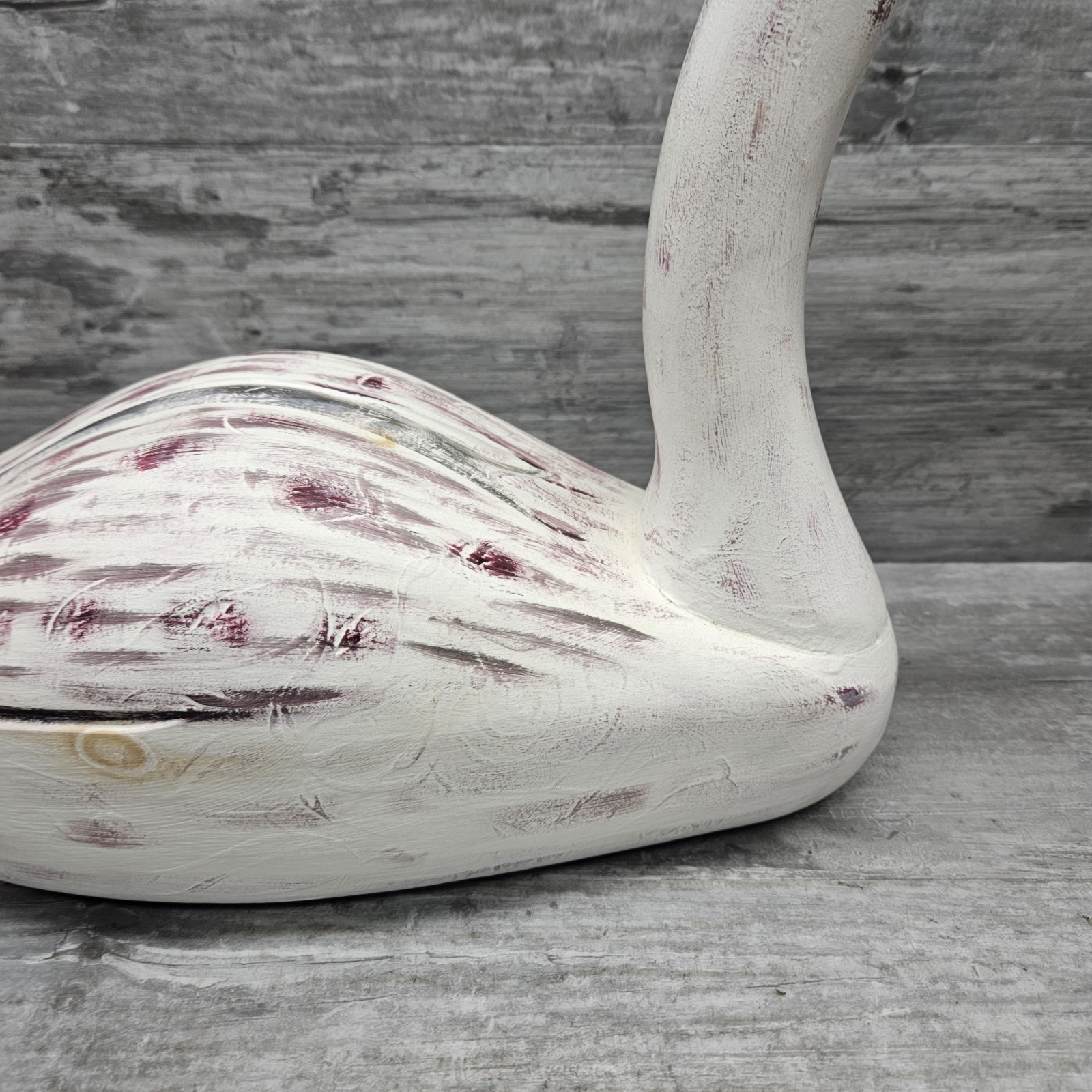 Vintage Carved Wood Goose Swan Wooden Decoy Sculpture Not Signed