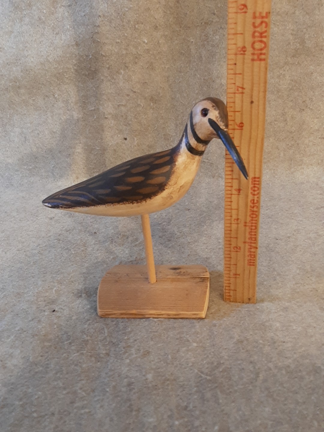 Vintage Carved Shorebird Decoy branded & Signed Jerry Hutchins Sport’en Art 102