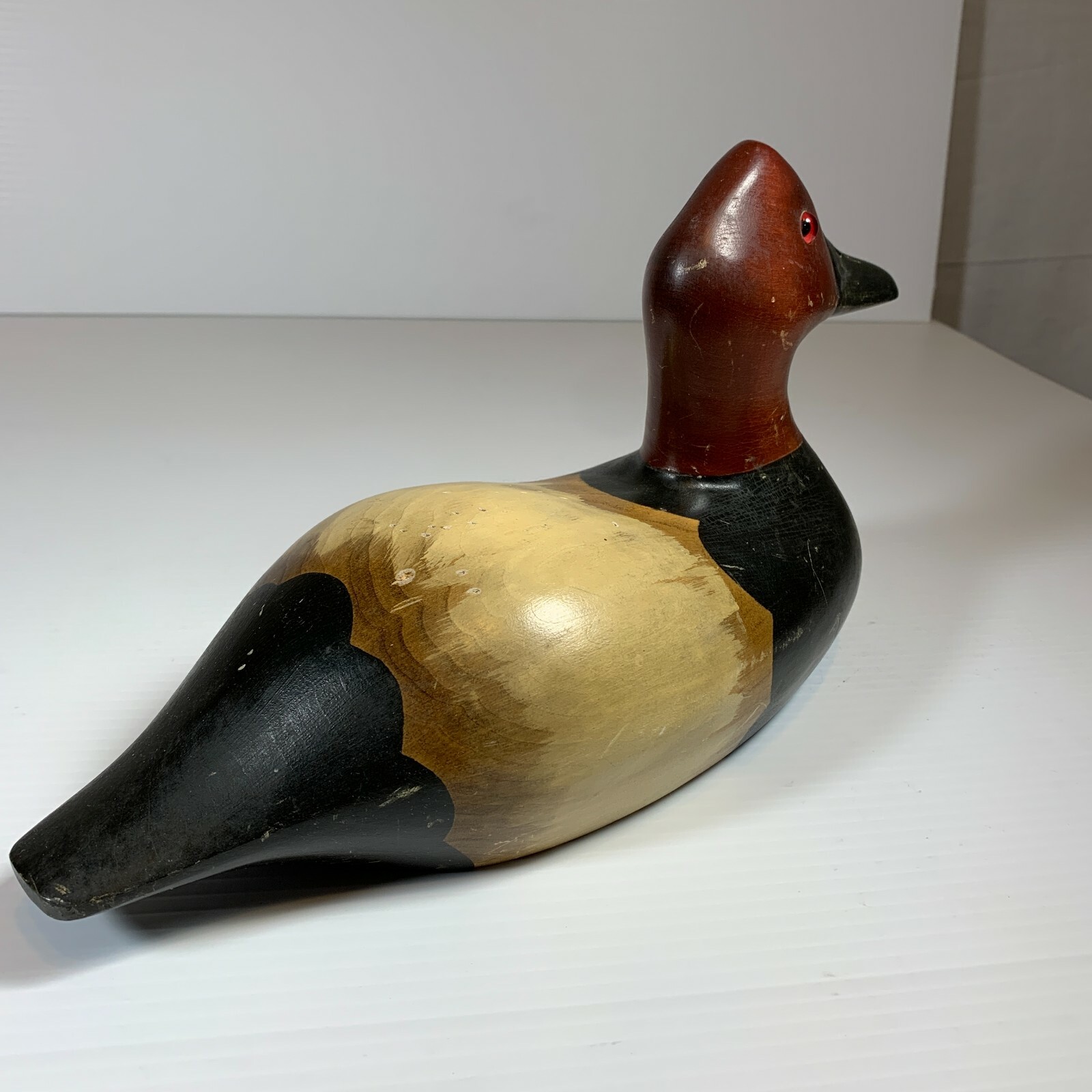 Ron Fisher signed Hand-Carved Hand-Painted Red Headed Duck Decoy