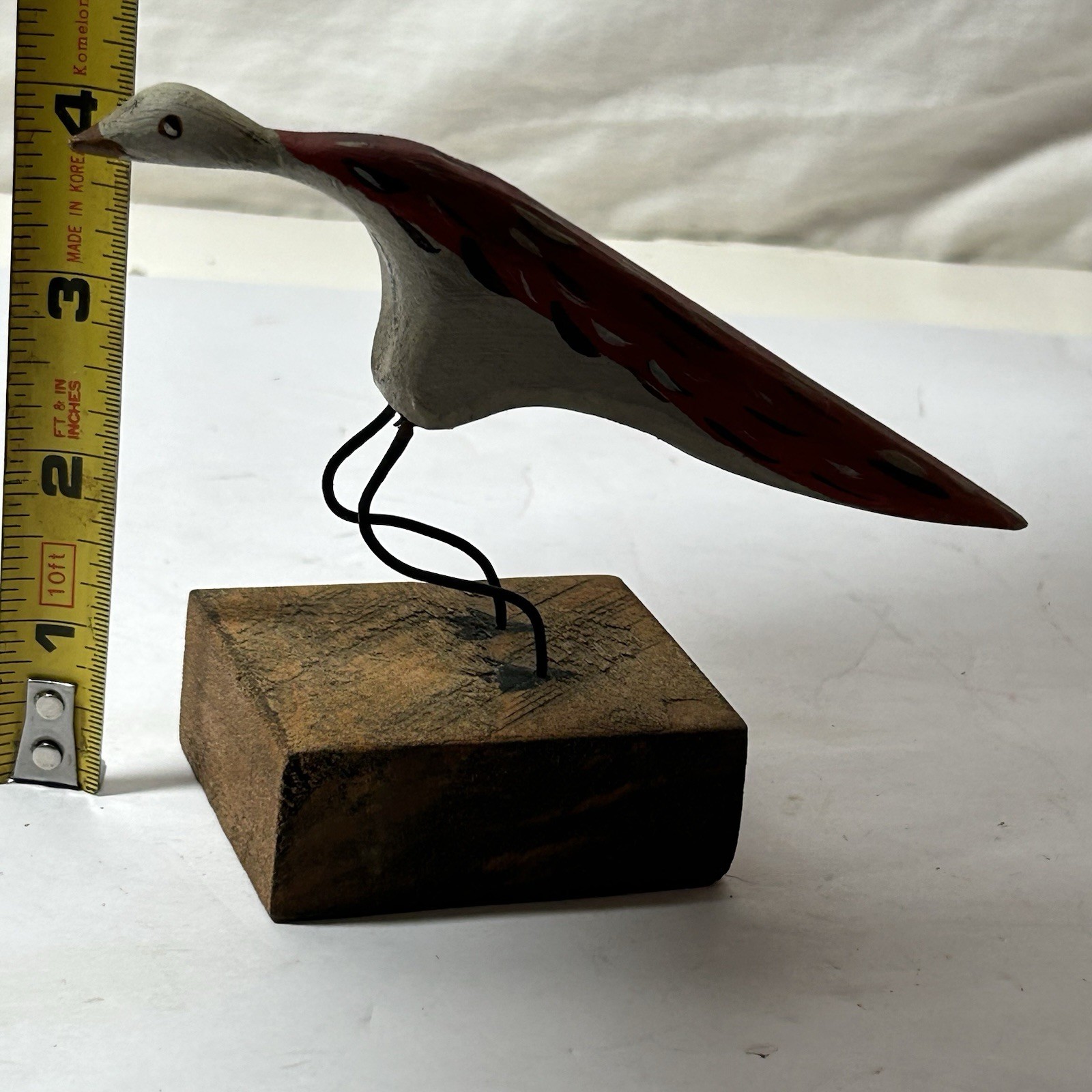 Signed bird duck decoy vintage wood hand carved & painted on stand Display 1985