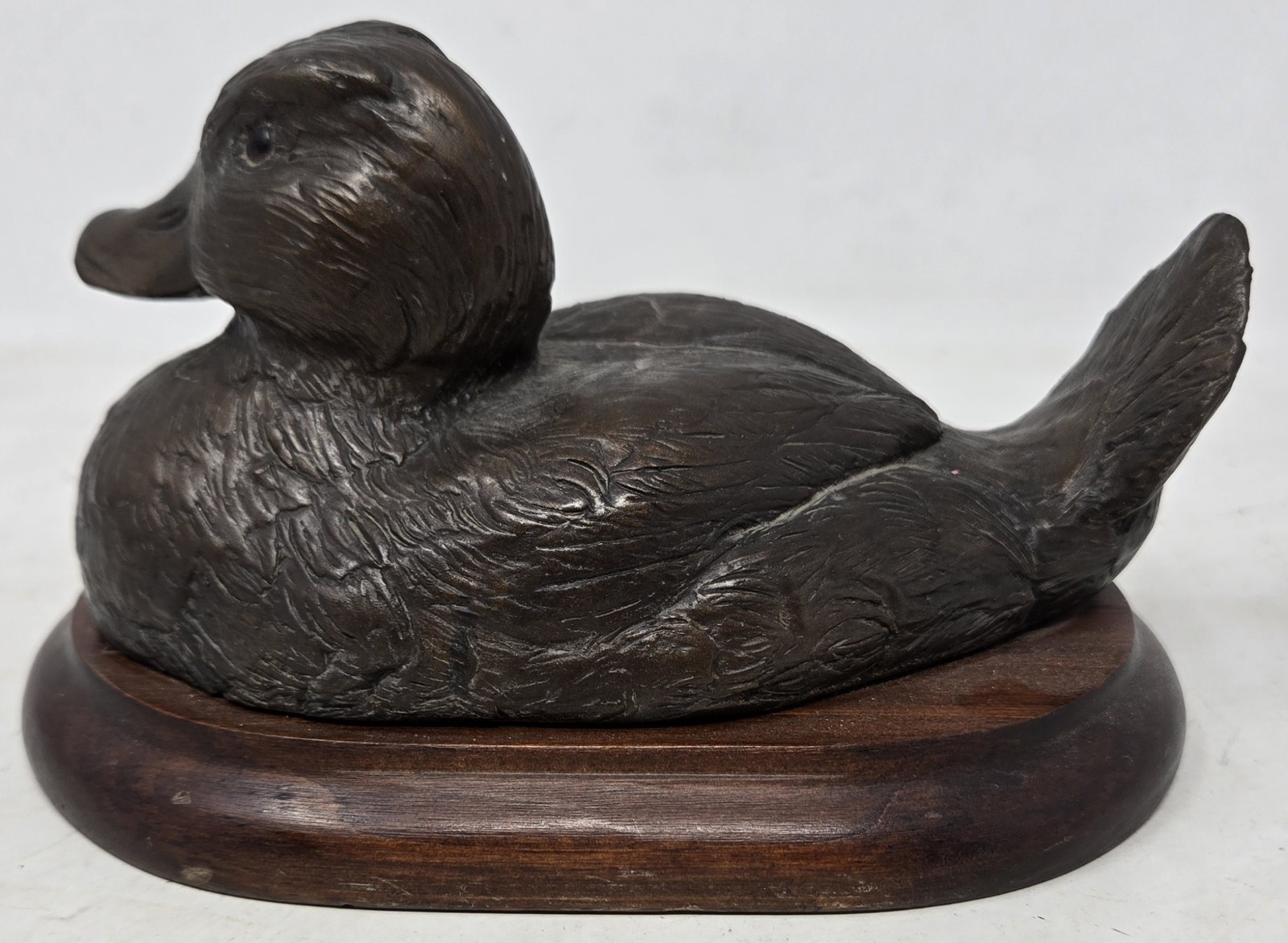 Vintage Duck Decoy Chesapeake Bay Metal On Wood Stand Made In USA